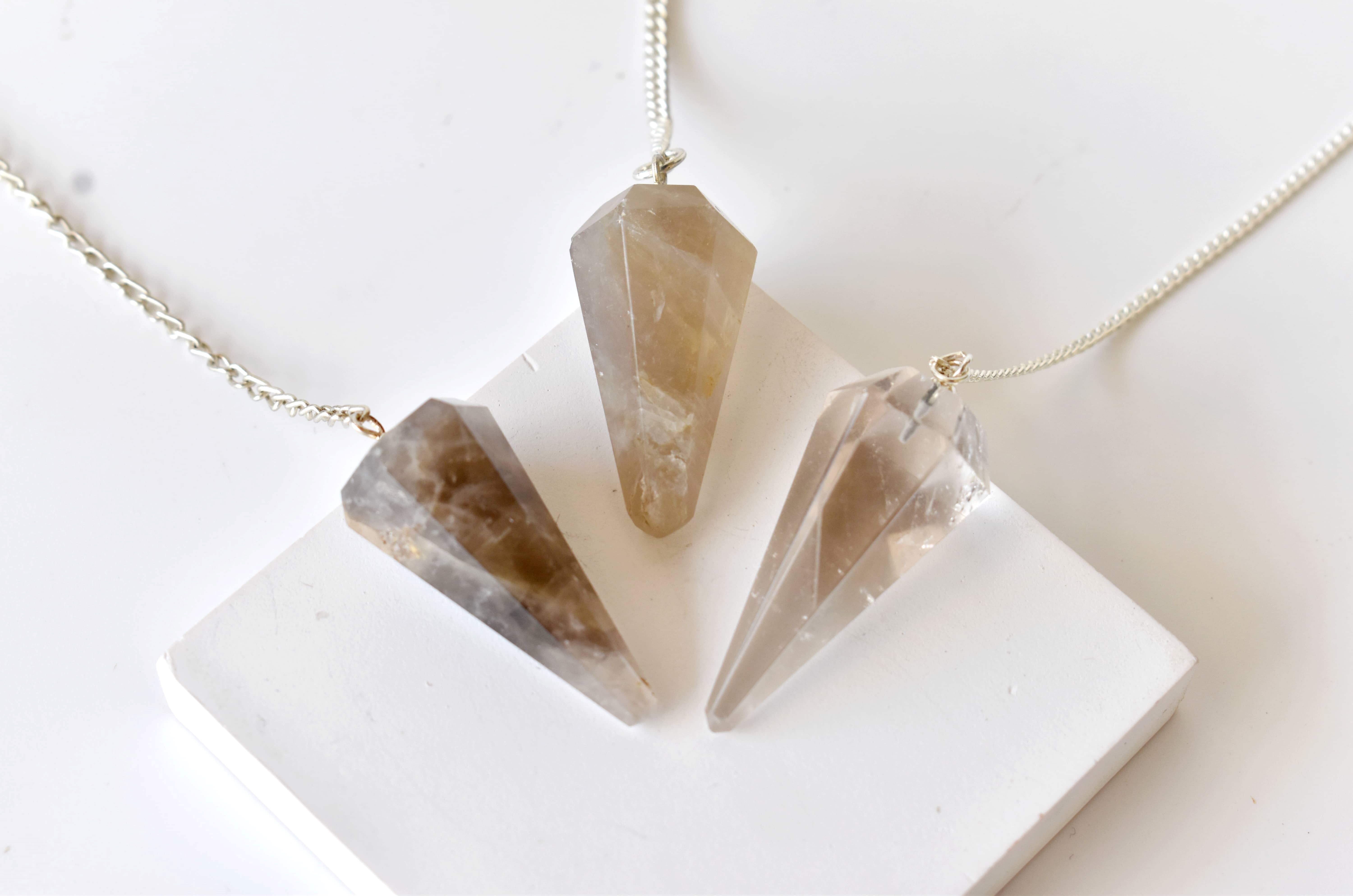 Smokey Quartz Faceted Cone Reiki Pendulum, Crystal Healing Gemstone - Grade: Aaa