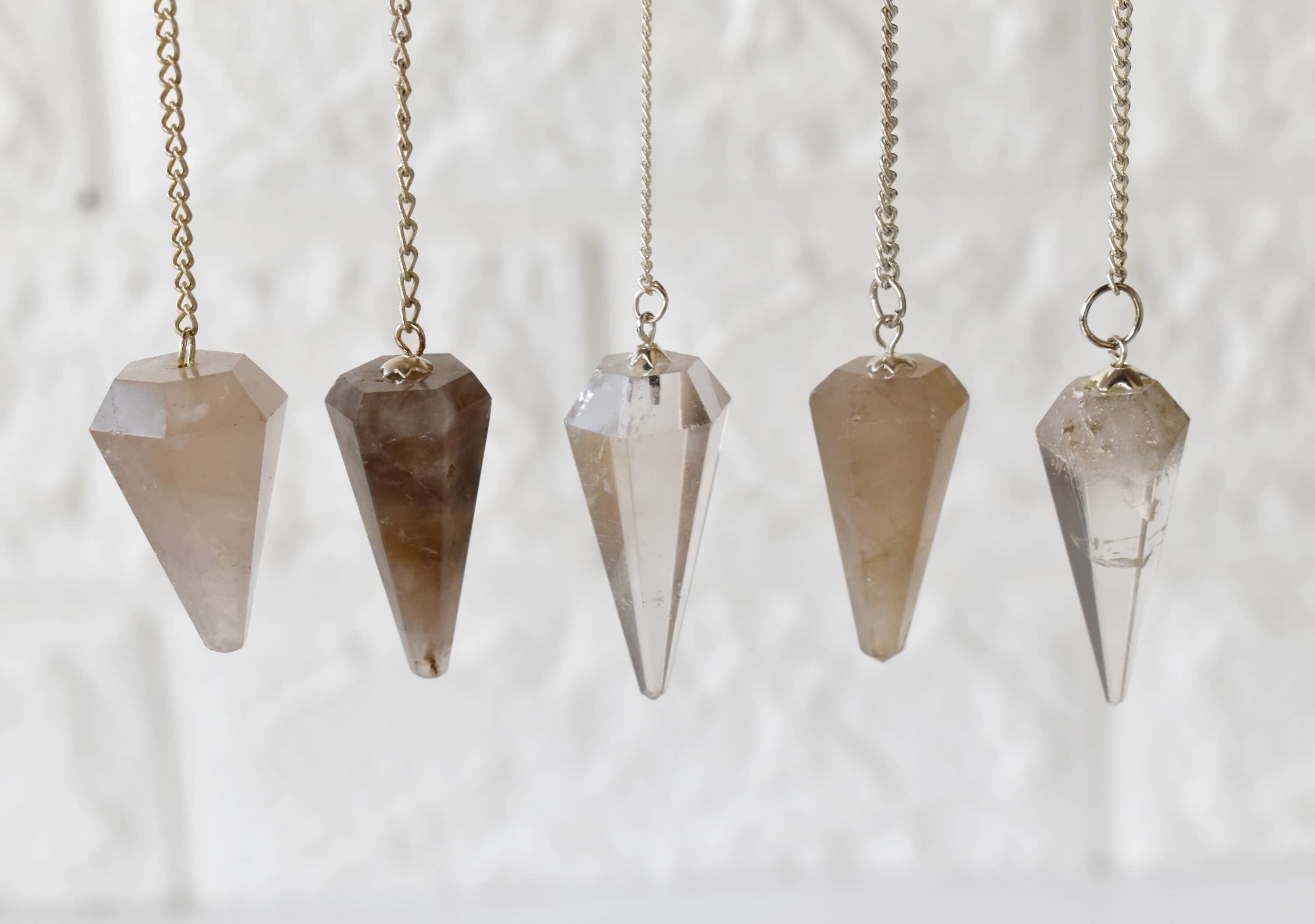 Smokey Quartz Faceted Cone Reiki Pendulum, Crystal Healing Gemstone - Grade: Aaa