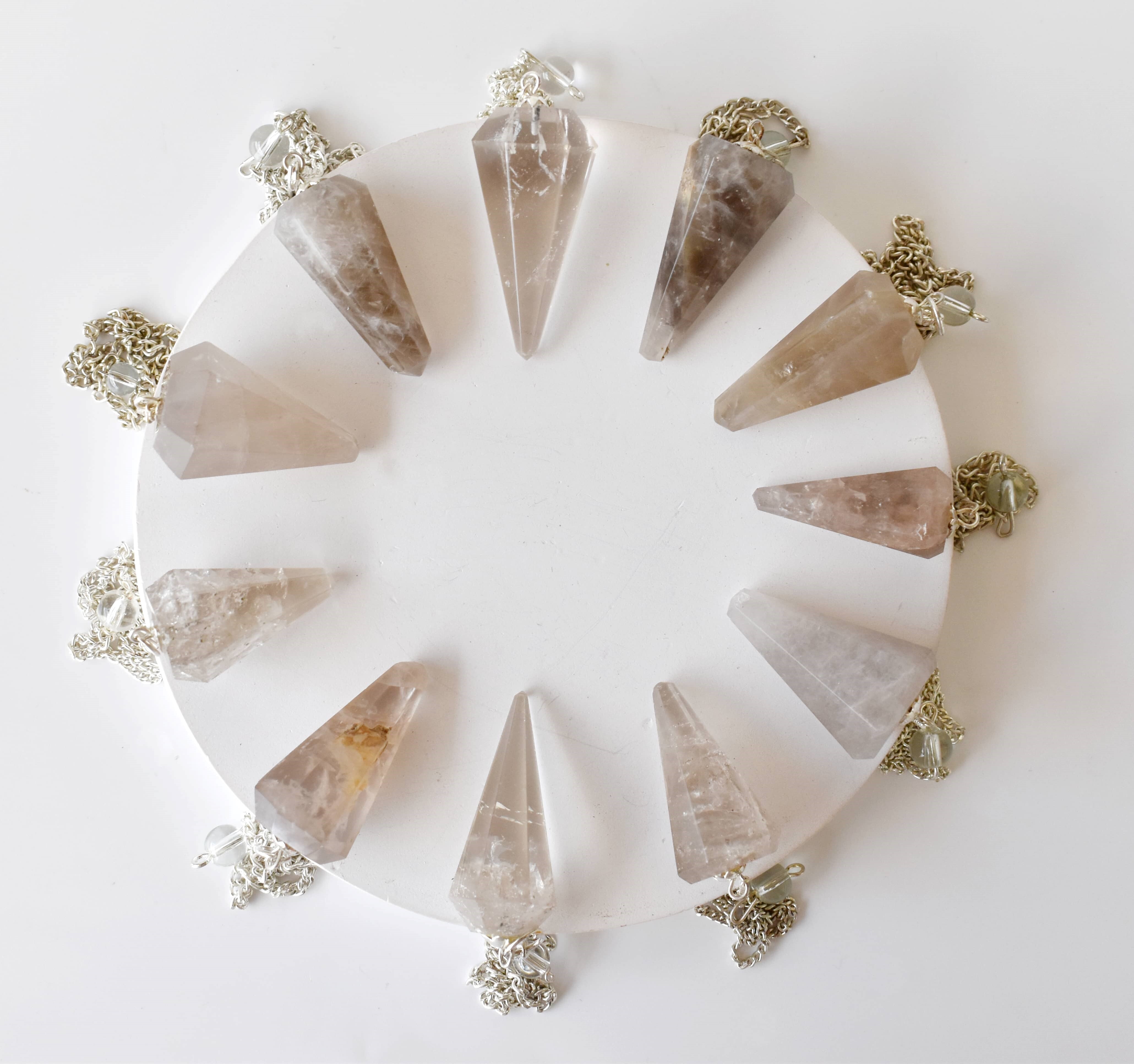 Smokey Quartz Faceted Cone Reiki Pendulum, Crystal Healing Gemstone - Grade: Aaa