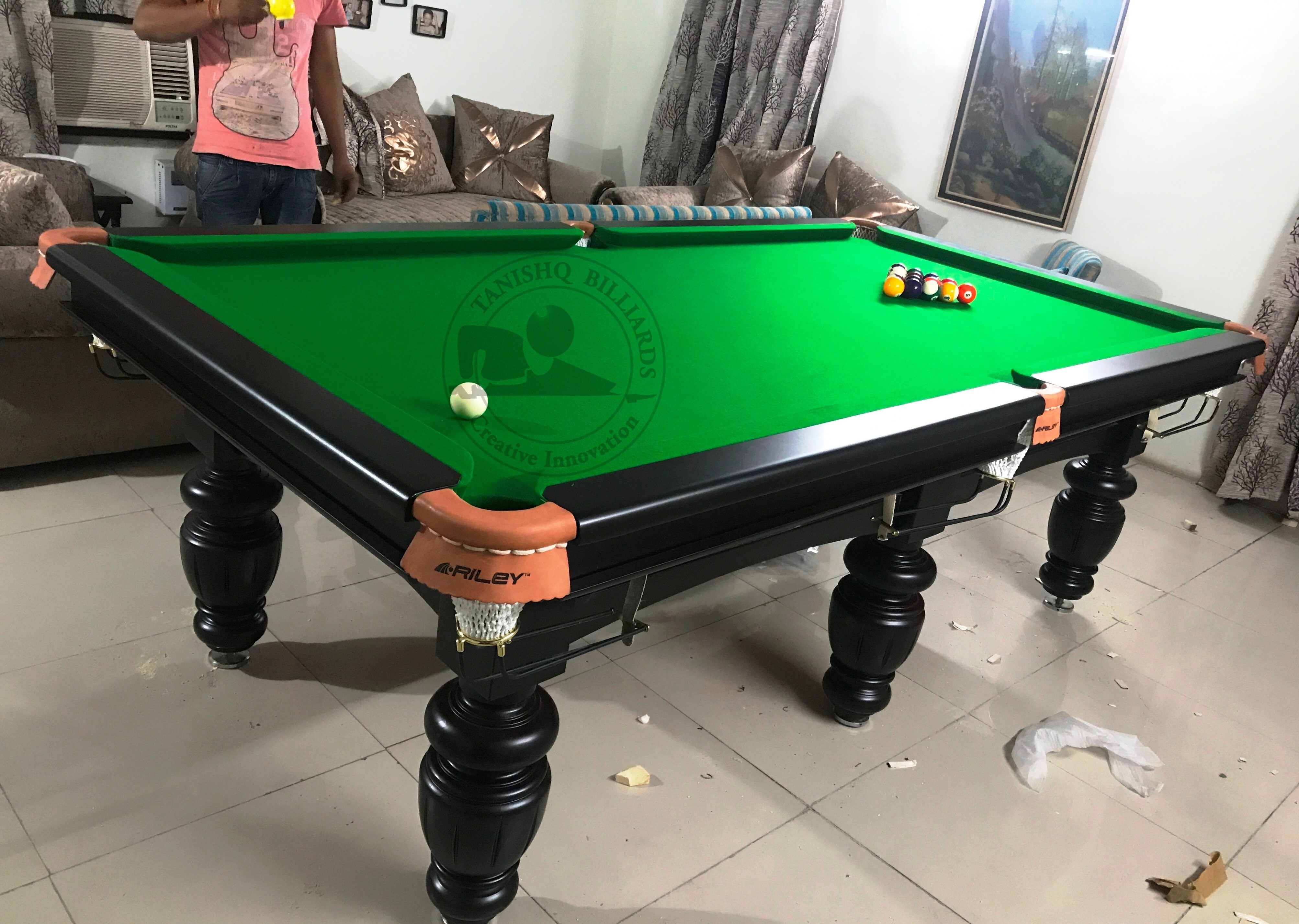 Home Pool Board Table - Premium Hardwood, 9ft X 4.5ft, Brass & Leather Pockets, High-speed Rubber Cushions, Available In Cherry, Golden, Silver Finishes