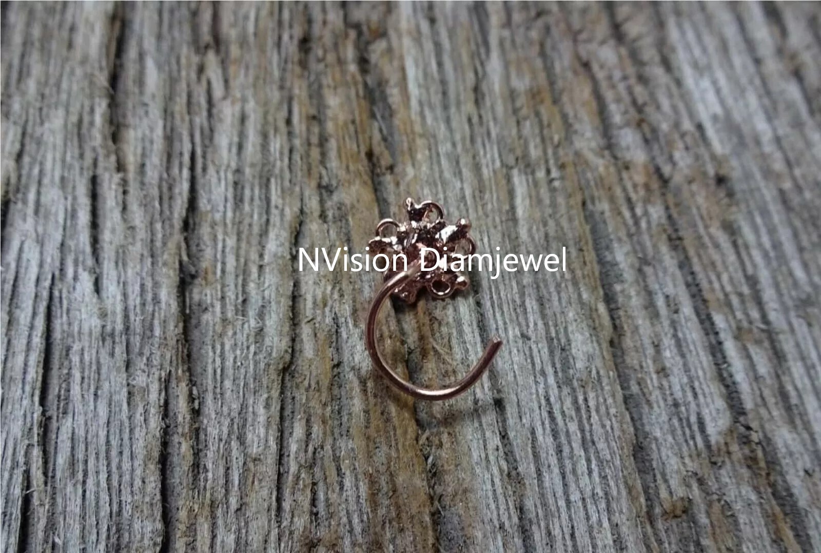 Diamond Nosepin - 0.08 Carat, Natural White Diamond With Si1 Clarity And Excellent Cut | Custom Made With 18kt Yellow Gold And Six Round Brilliant Diamonds