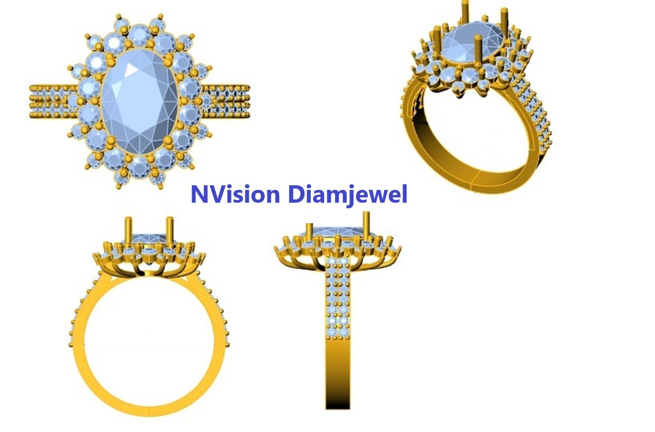 Lab Grown Diamond & Sapphire Ring In White Gold