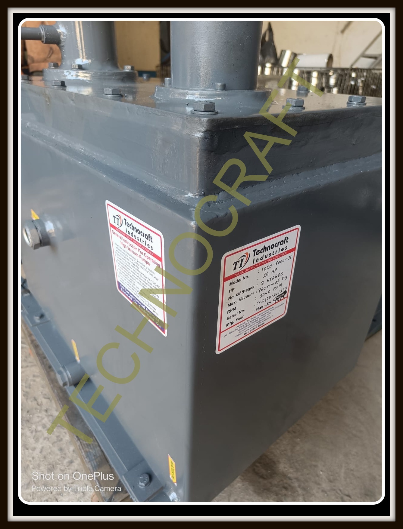 Double Stage Oil Sealed Rotary Vane Vacuum Pump - Color: Blue