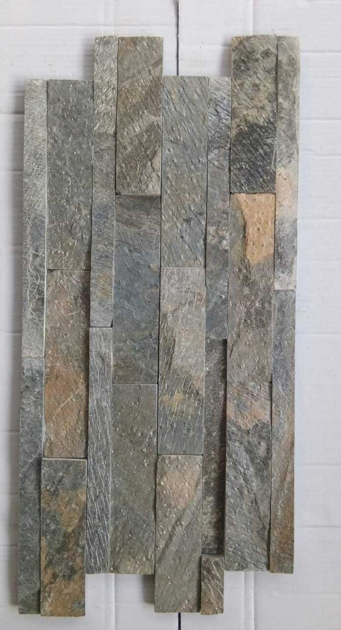 Deoli Green Quartzite Ledge Stone Panels - 15x60 Cm Natural Finish, Customized Cut-to-size Slate Panels