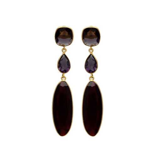 Long Beautiful Gemstone Earrings - Gender: Women