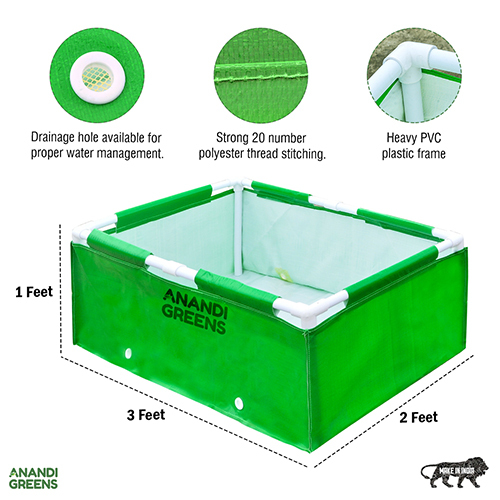 Green 3x2x1 Fit Hdpe Rectangular Grow Bag