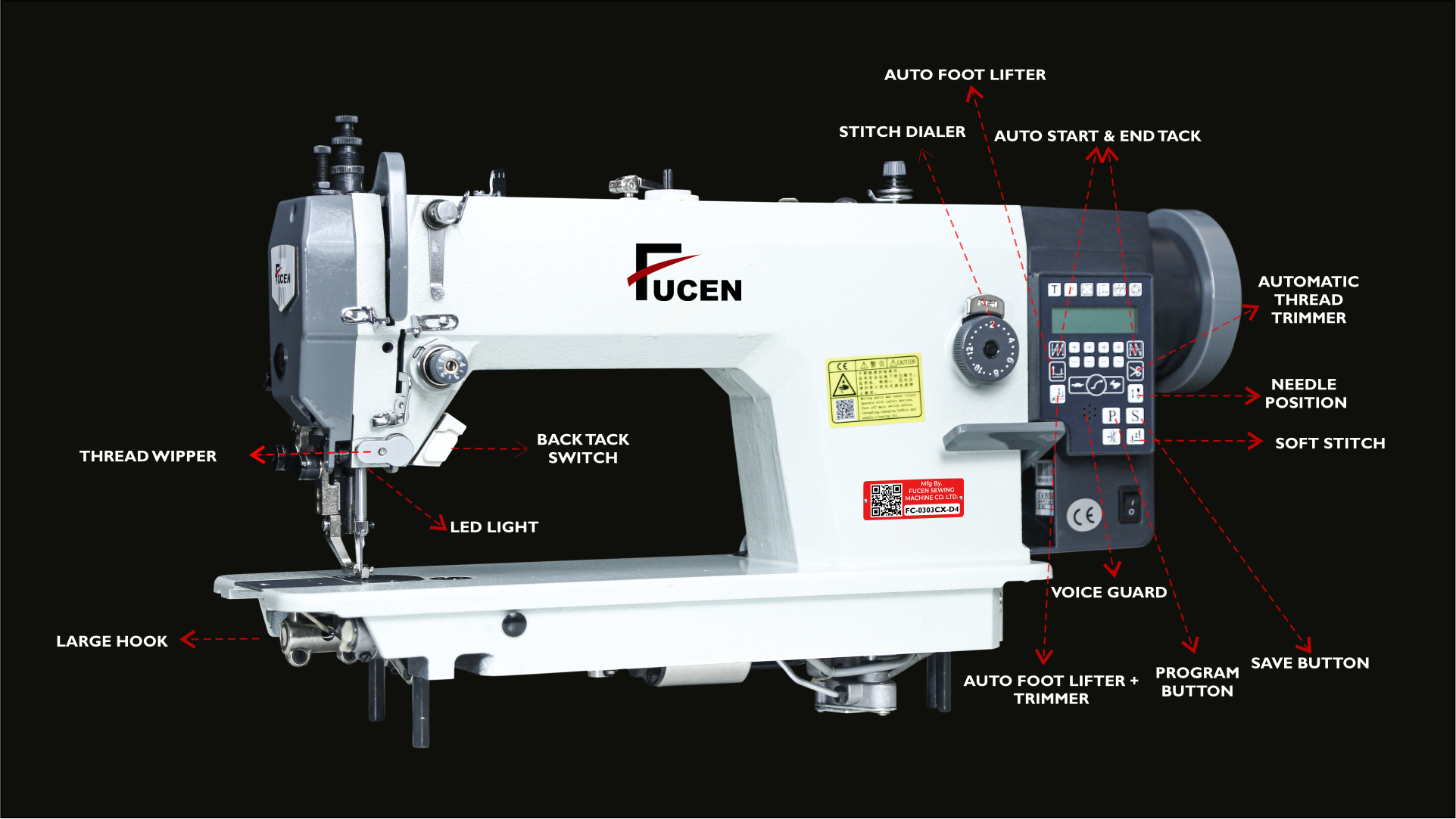 Heavy Duty Lockstitch Sewing Machine - 750w Power, 2-12mm Stitch Length | Auto Thread Trimmer, Needle Positioning, Usb Port, Voice Guard, Patented Stitch Adjustment
