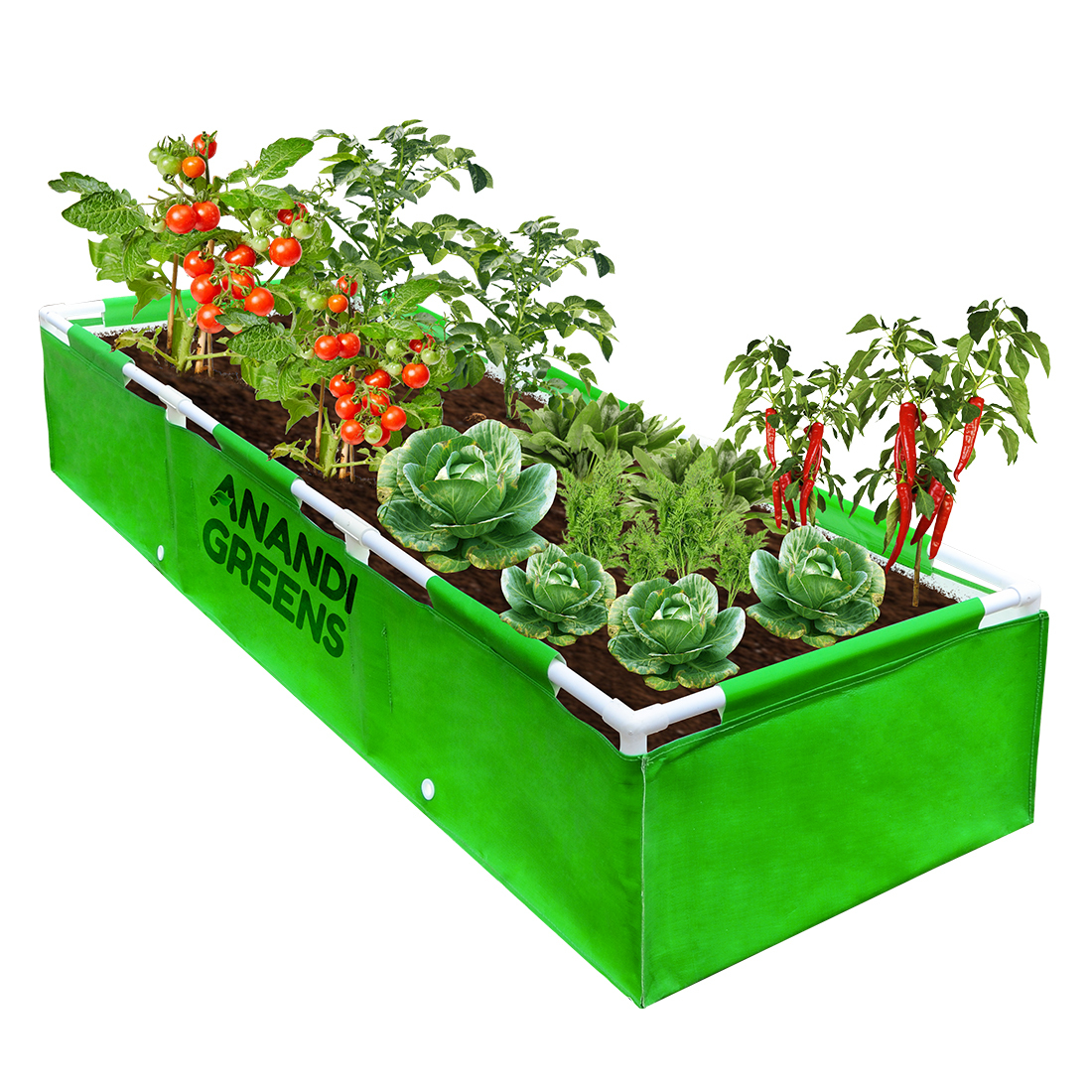 Green Hdpe Rectangular Grow Bag With Upvc Frame