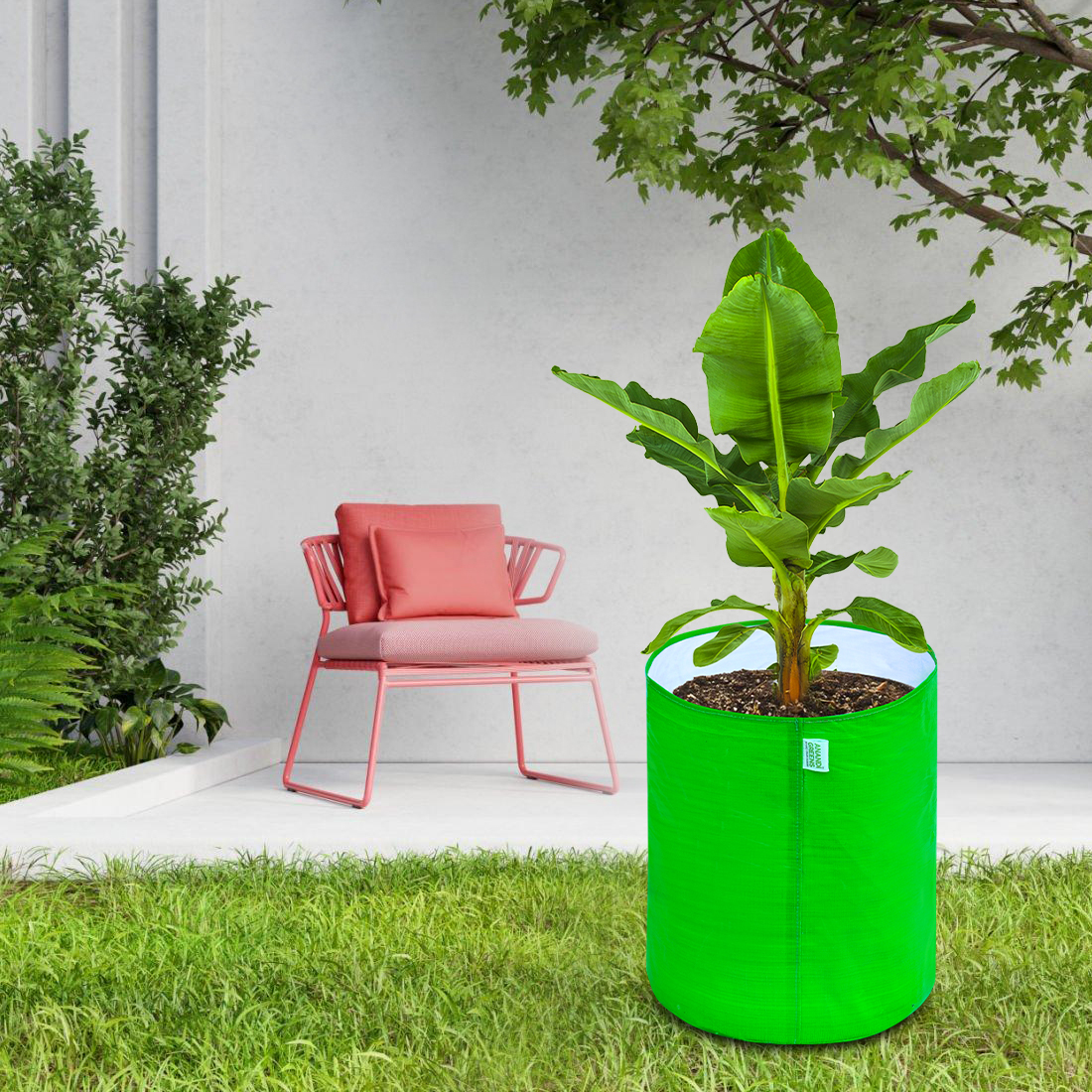 18x18 Inches Hdpe Round Grow Bag - Green Color, Glossy Finish | Ideal For Growing Plants In Versatile Garden Environments