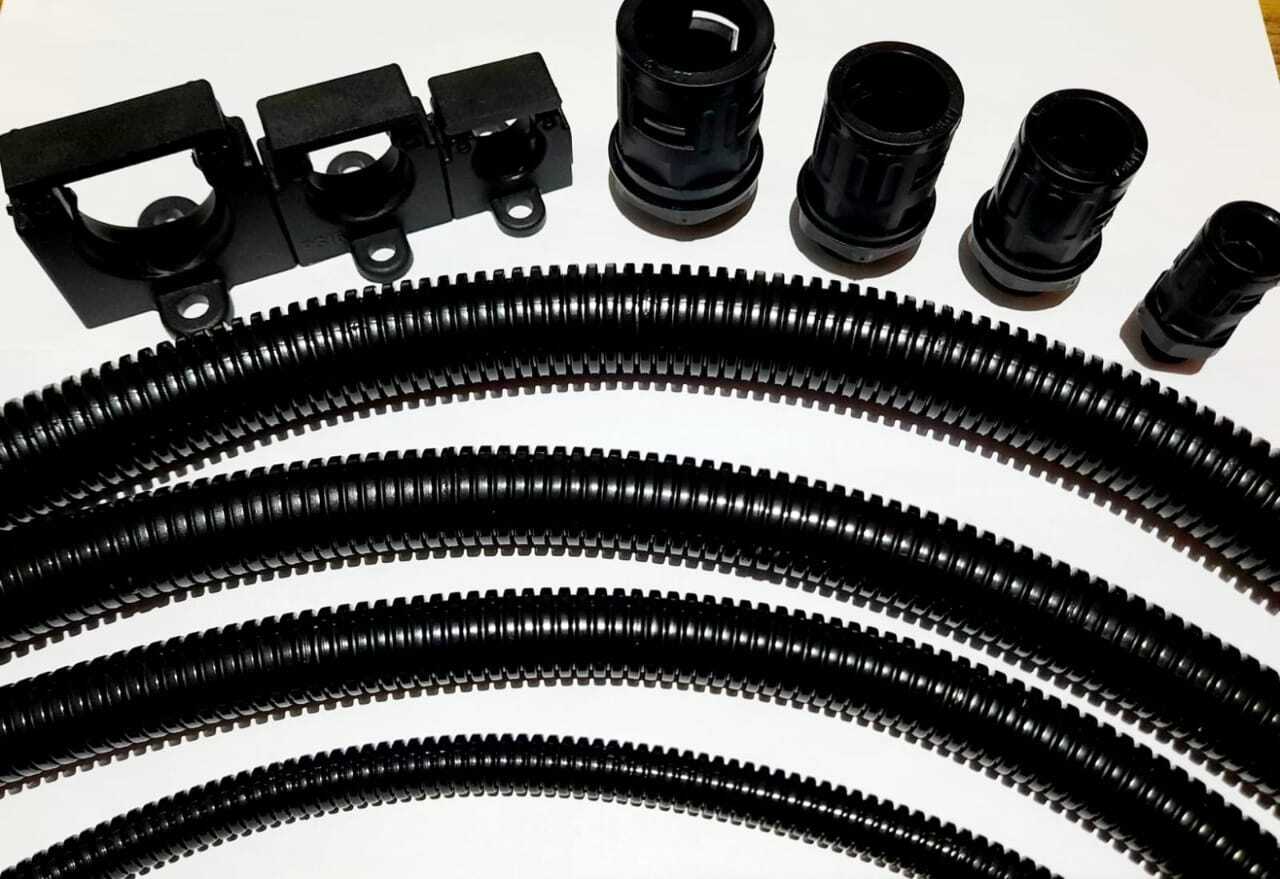 Flexible Conduit Pipe - Plastic Pvc, 15.9mm Thickness, 21.2mm Outer Diameter, Black Color, Round Shape, 25m Length, Flexible Design, 50m Bundle Packaging