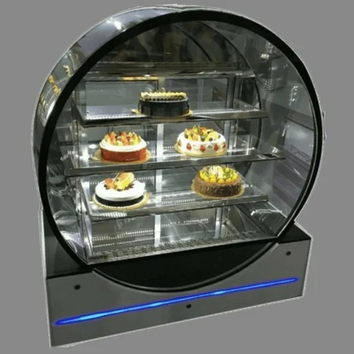 Glass Round Cold Display Counter - Color: Silver