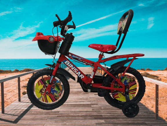 Kids Cycle - Steel Rim 14x2.40 Tyres , Durable Steel Frame, Red/black Color, Ideal For Boys And Girls