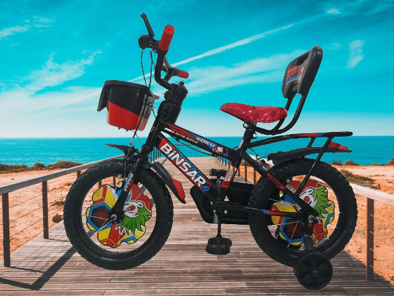 Kids Cycle - Steel Rim 14x2.40 Tyres , Durable Steel Frame, Red/black Color, Ideal For Boys And Girls