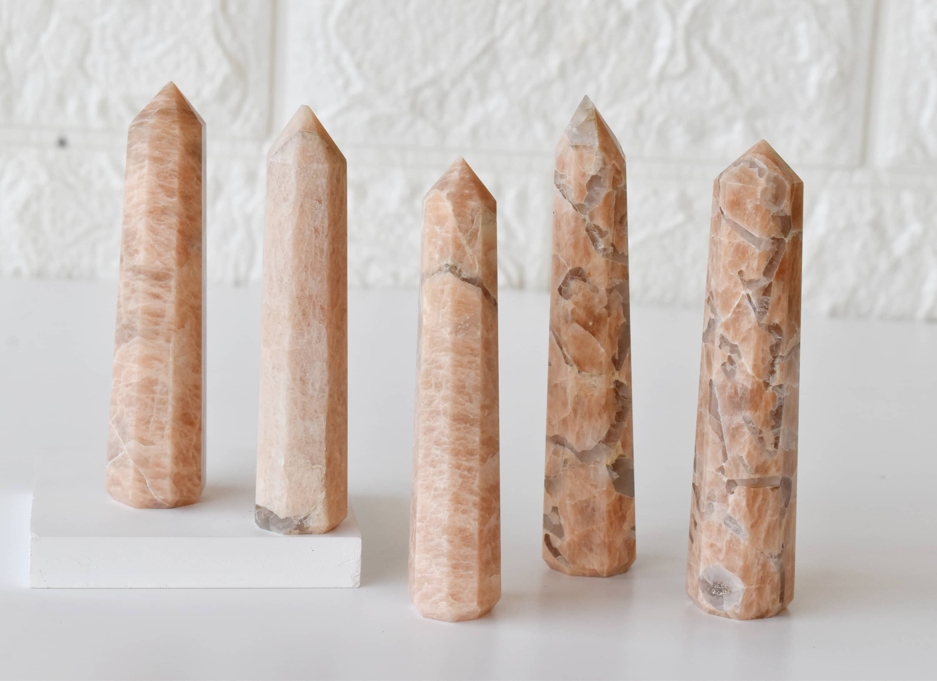 Moonstone Obelisk Crystal Tower - 3-4 Inch Natural Energy Amplifier | Aaa Grade, Smooth Polished Surface, 80 Grams