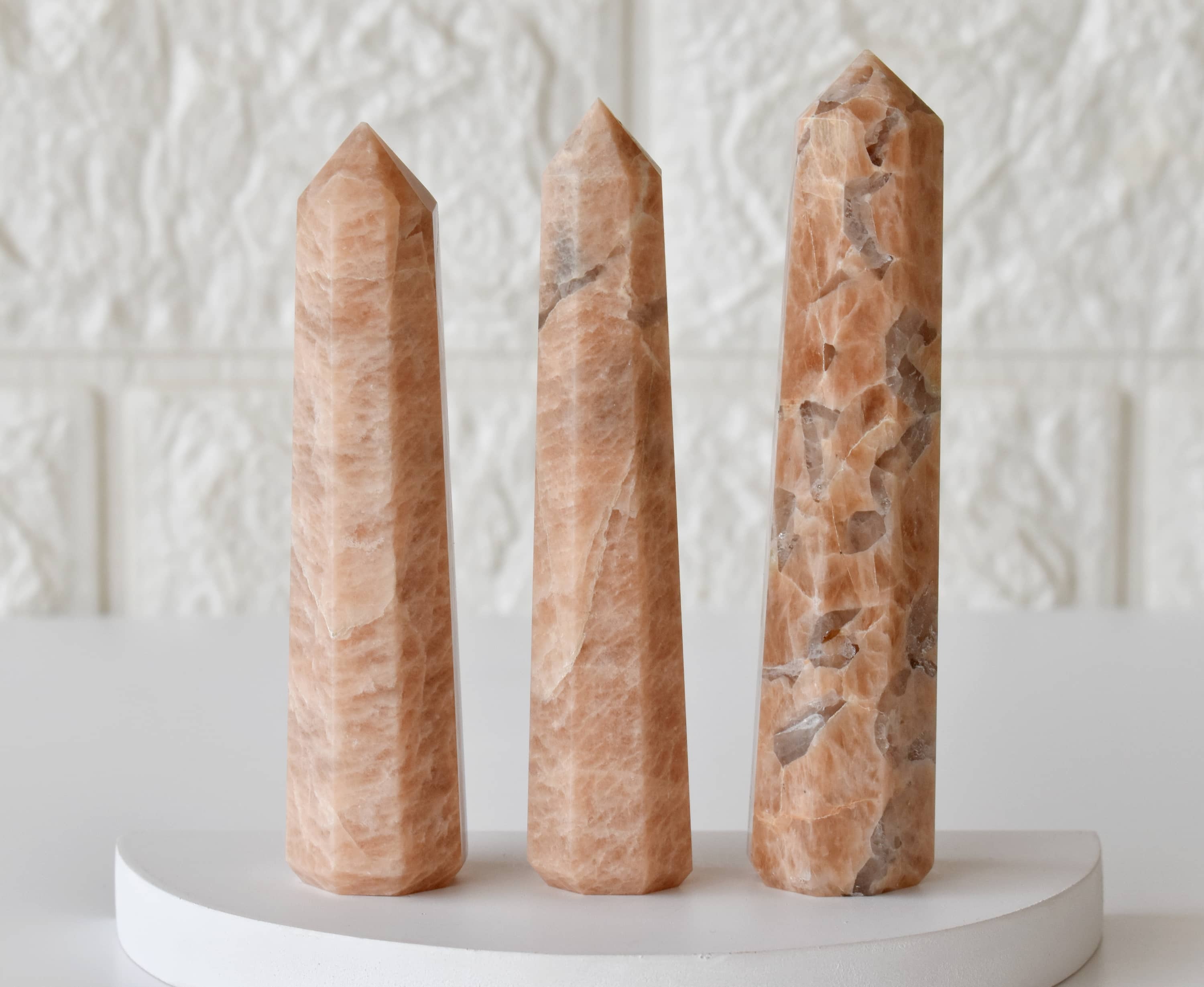 Moonstone Obelisk Crystal Tower - 3-4 Inch Natural Energy Amplifier | Aaa Grade, Smooth Polished Surface, 80 Grams