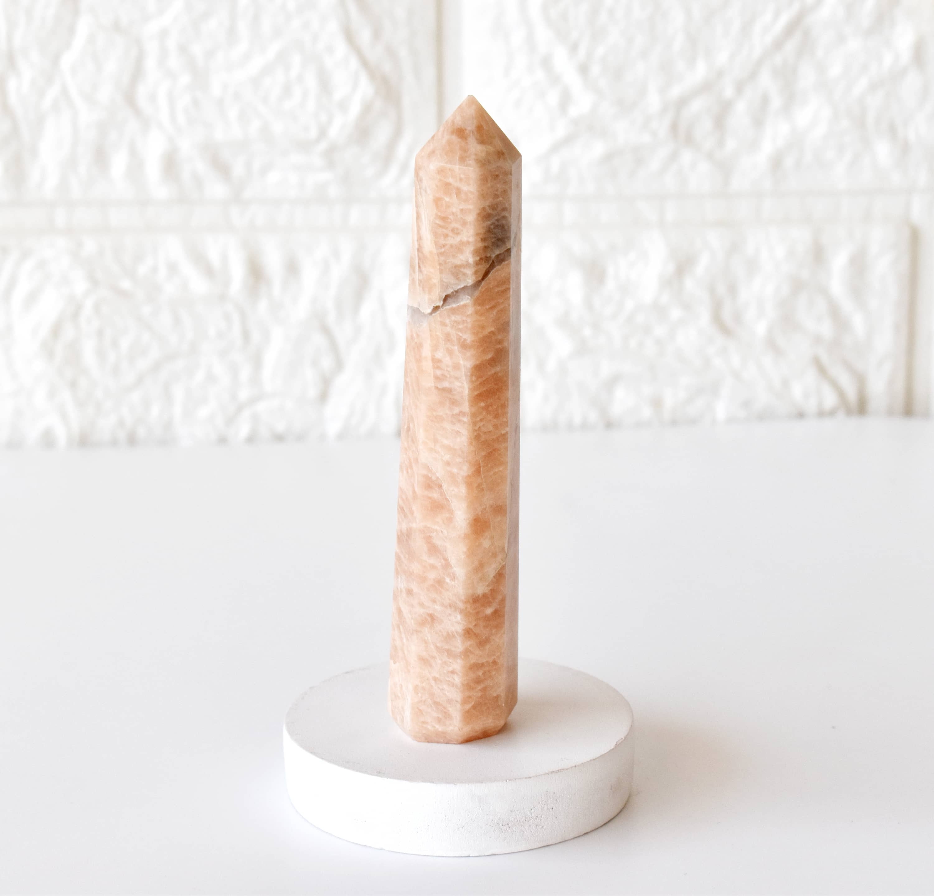 Moonstone Obelisk Crystal Tower - 3-4 Inch Natural Energy Amplifier | Aaa Grade, Smooth Polished Surface, 80 Grams