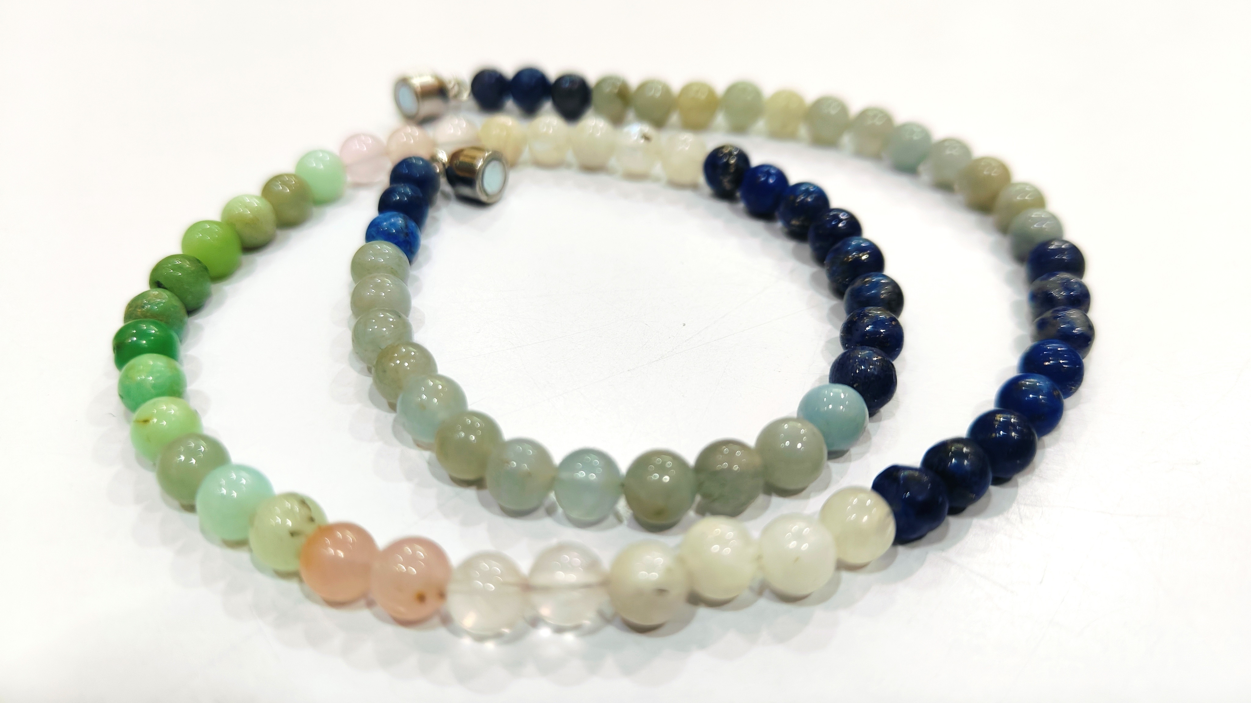 Natural Multi Gemstones Round 6mm Smooth Beads Necklace - 16 Inches Long, Magnetic Clasp, Customizable Design Options
