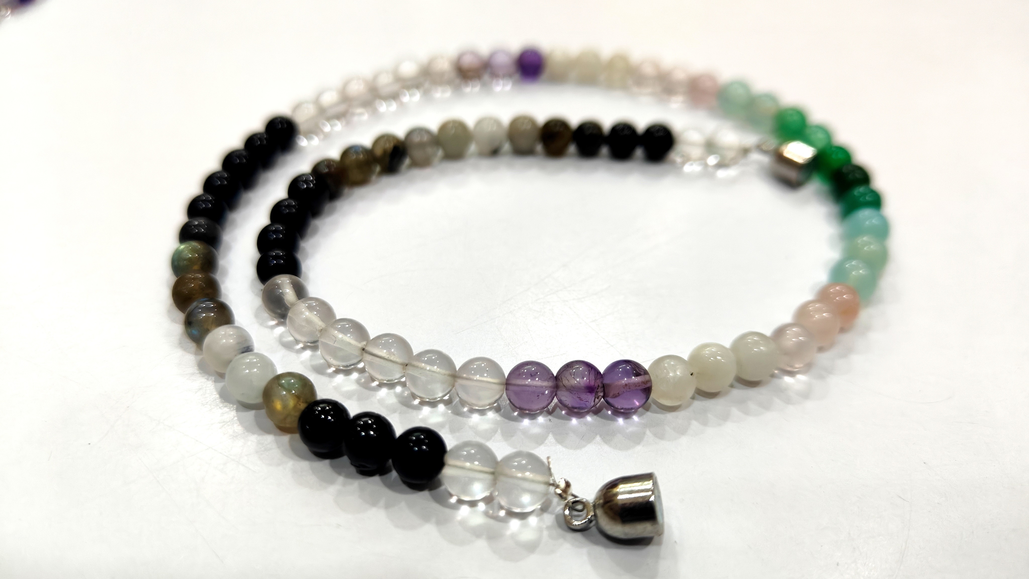 Natural Multi Gemstones Round 6mm Smooth Beads Necklace - 16 Inches Long, Magnetic Clasp, Customizable Design Options