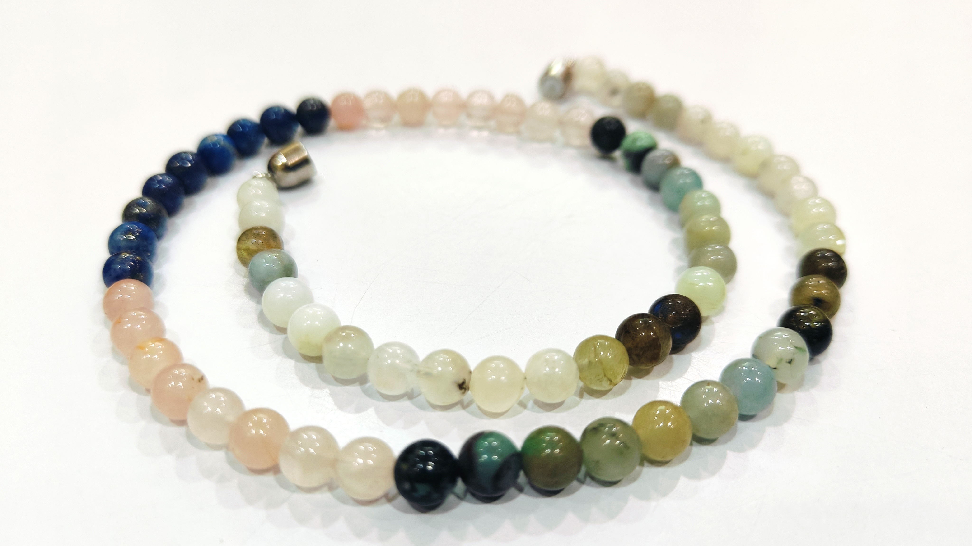 Natural Multi Gemstones Round 6mm Smooth Beads Necklace - 16 Inches Long, Magnetic Clasp, Customizable Design Options