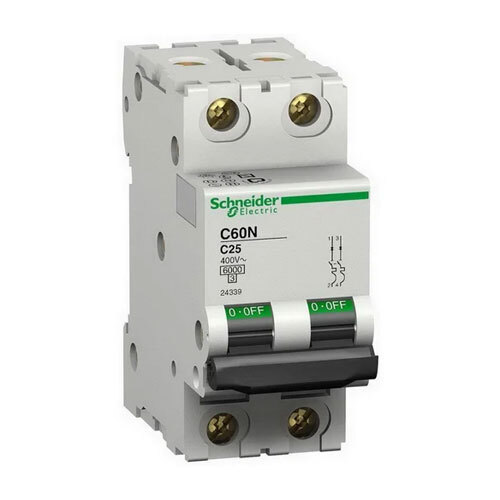 Schneider Miniature Circuit Breaker - 400V, 50Hz, 2 Poles, Double Phase | White Color, Automatic Function, Multiple Installation Options