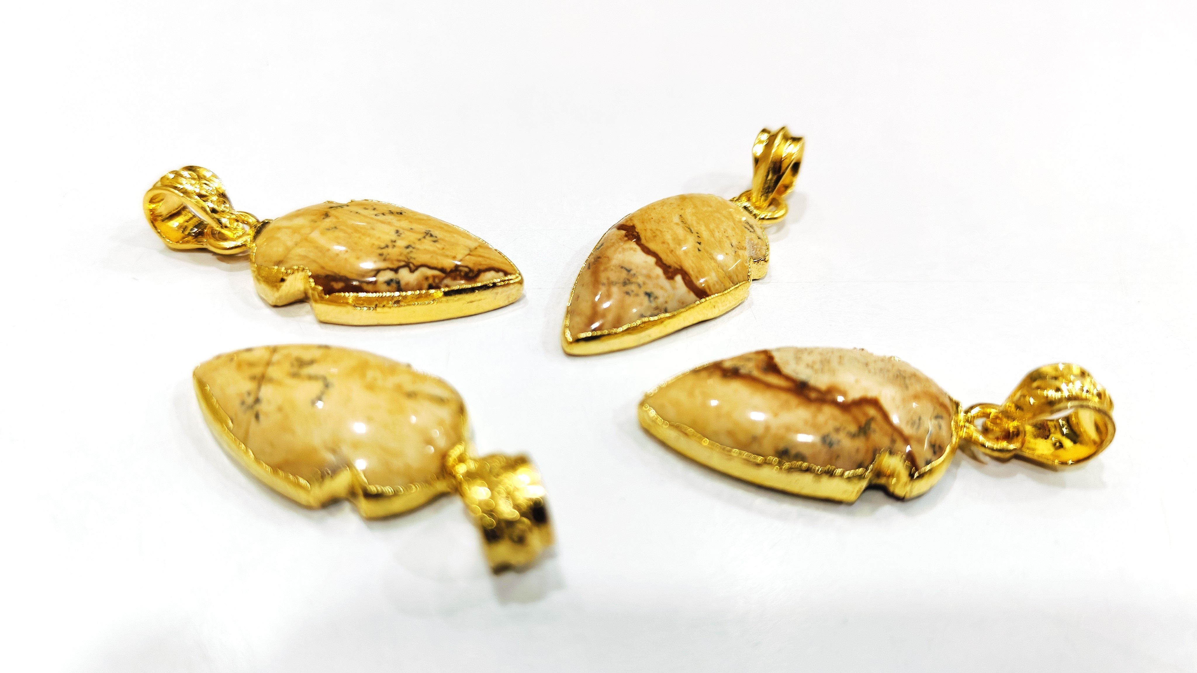 Natural Gemstones Arrowhead Pendant 30to40mm 22kt Gold Pendants