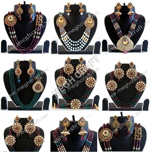 Imitation Jewellery Set - Alloy & Beads, Gold Color, Variable Necklace Length | High Quality, Stylish Design, Elegant Look, Intricate Patterns, Perfect for Formal & Ceremonial Occasions