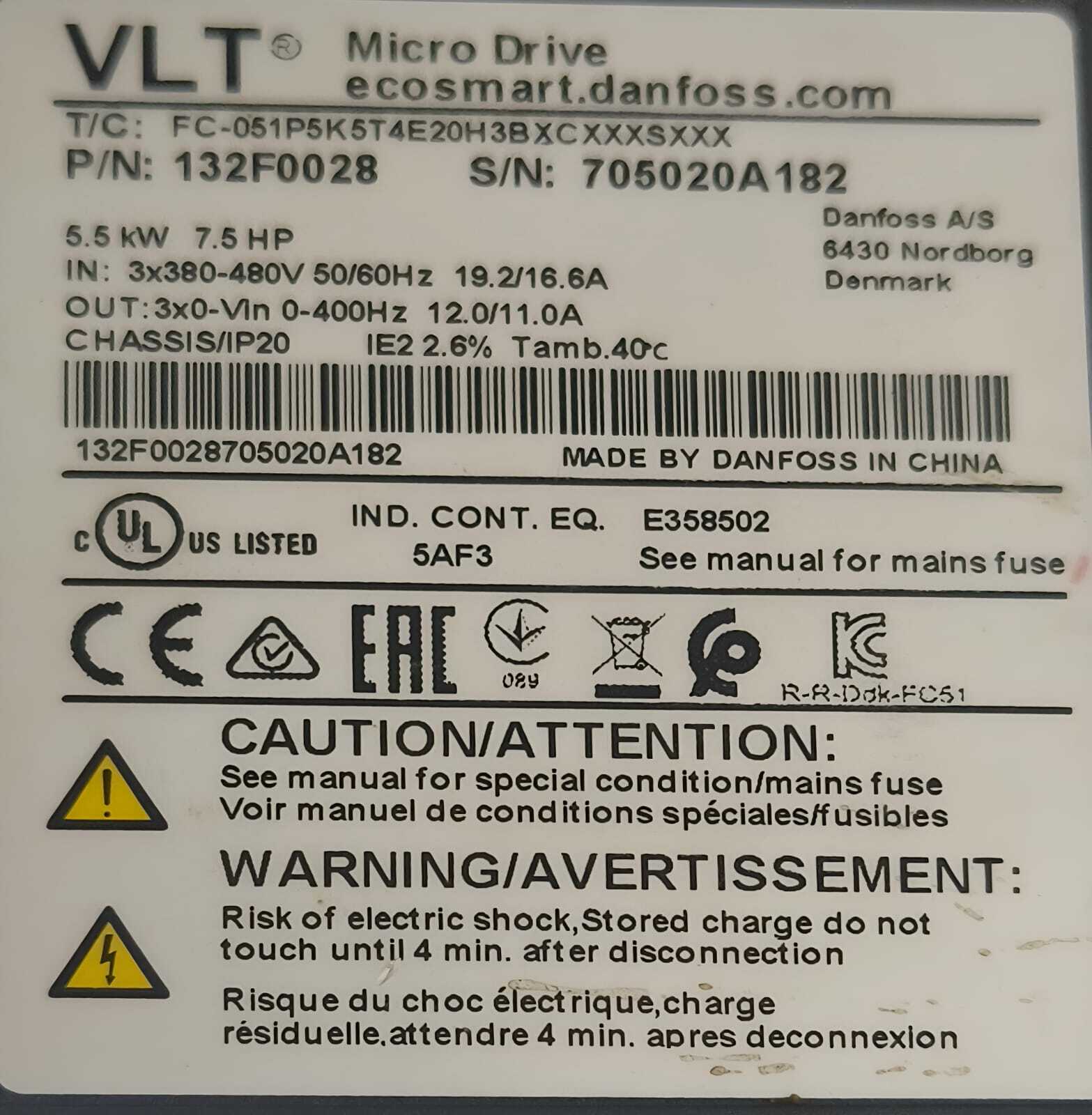Danfoss Vlt Micro Drive 7.5 - Application: Industrial