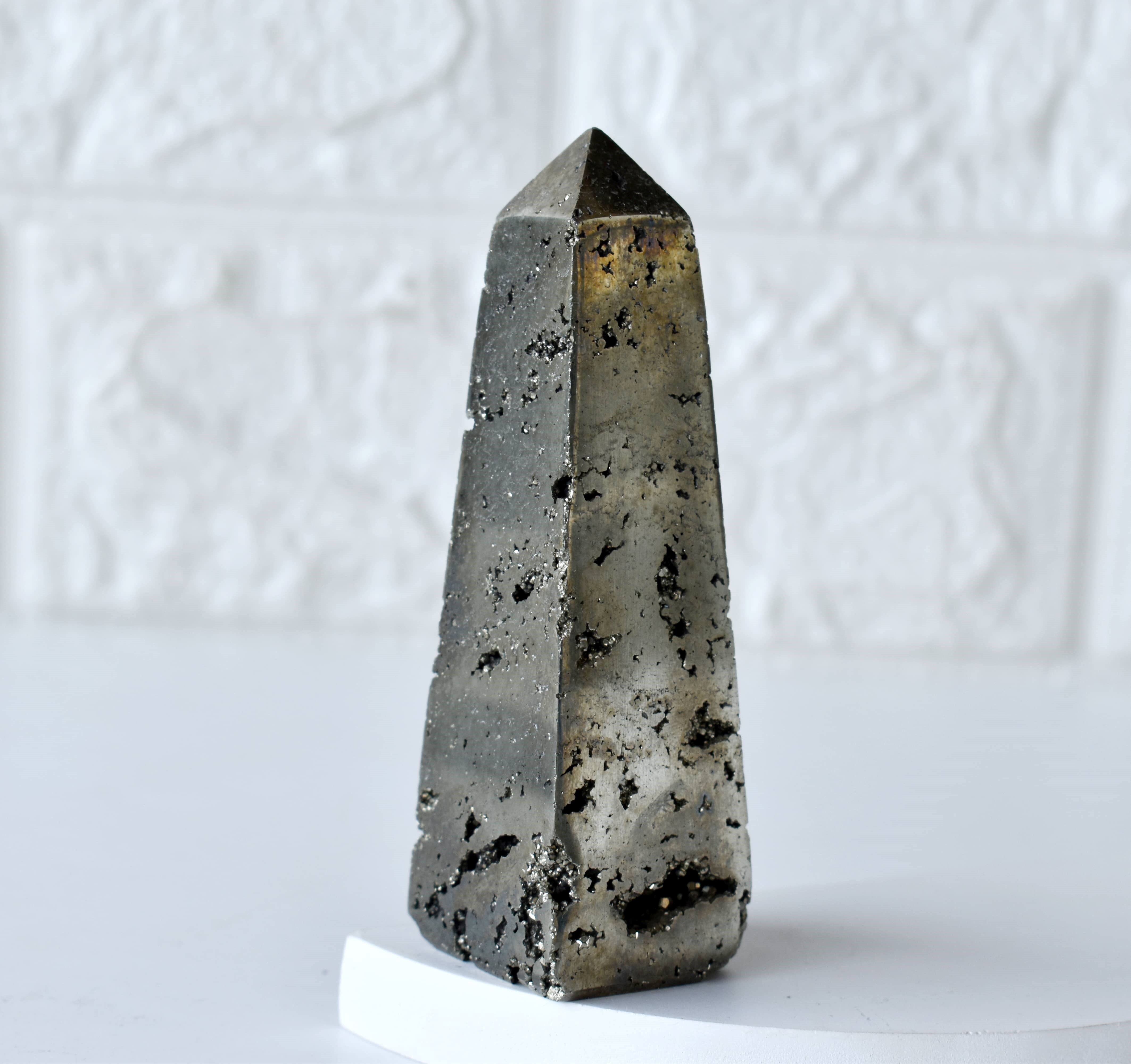 Pyrite Druzy Obelisk Point Crystal Tower - Grade: Aaa