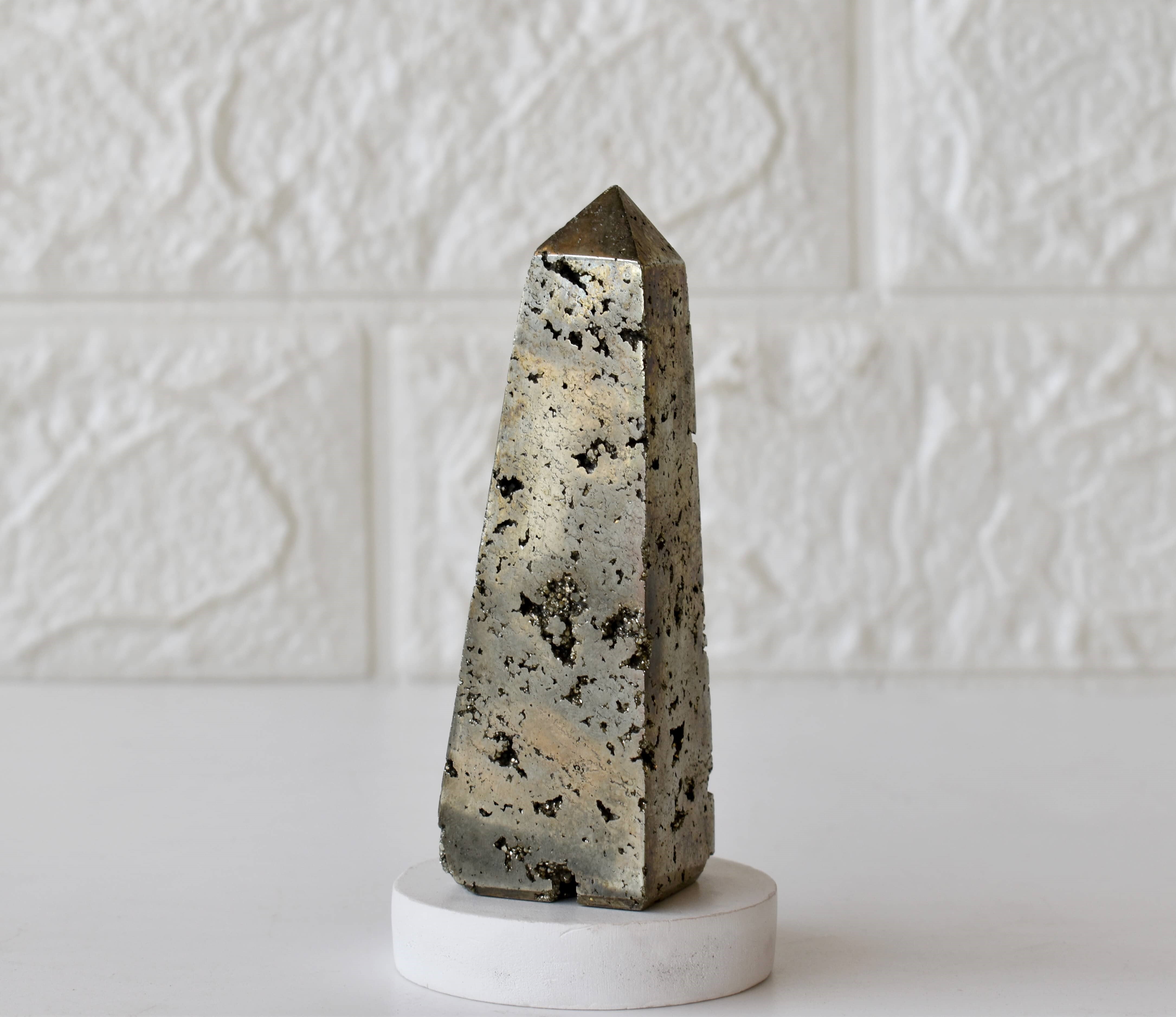 Pyrite Druzy Obelisk Point Crystal Tower - Grade: Aaa