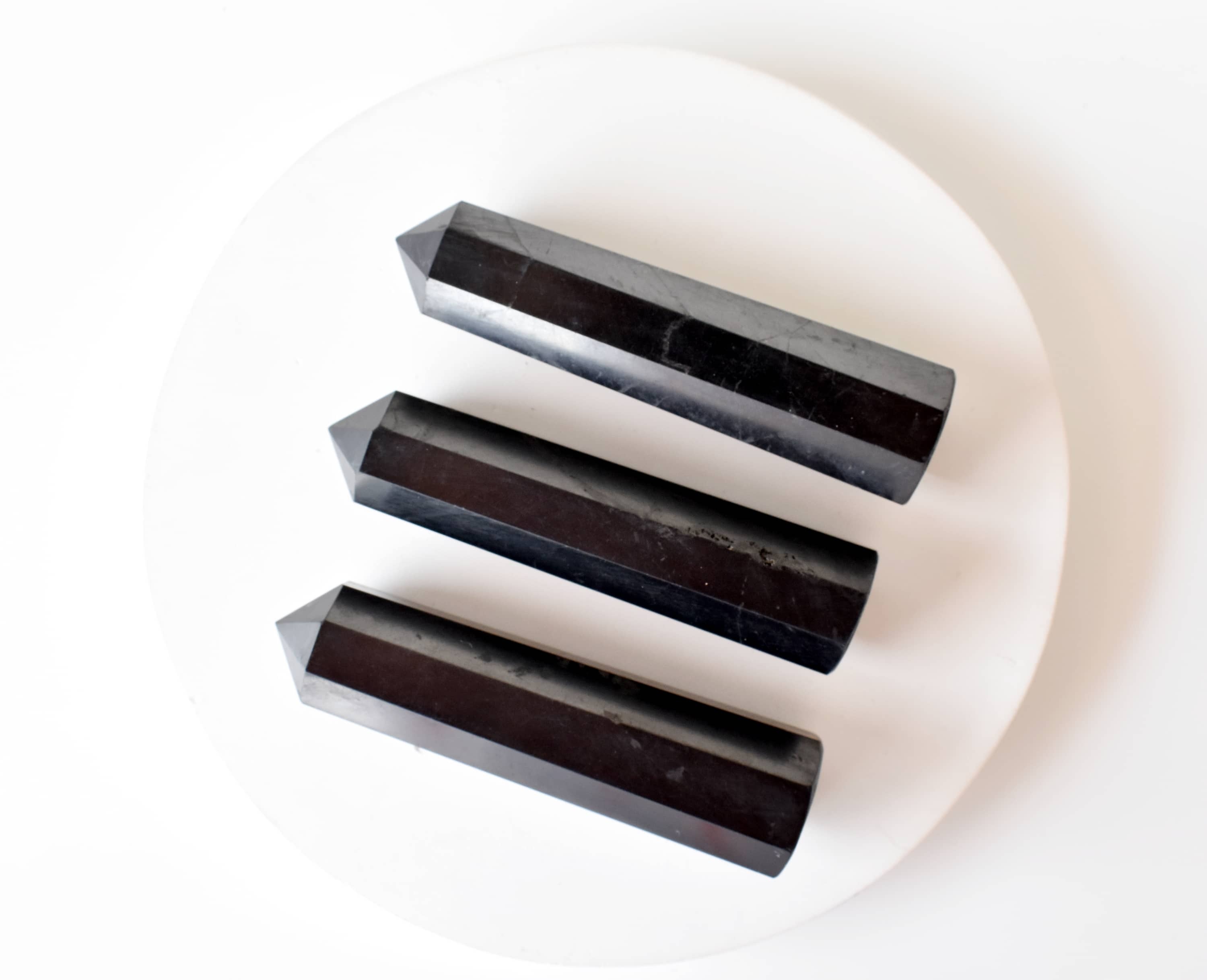 Shungite Black Obelisk Point Crystal Tower - Grade: Aaa