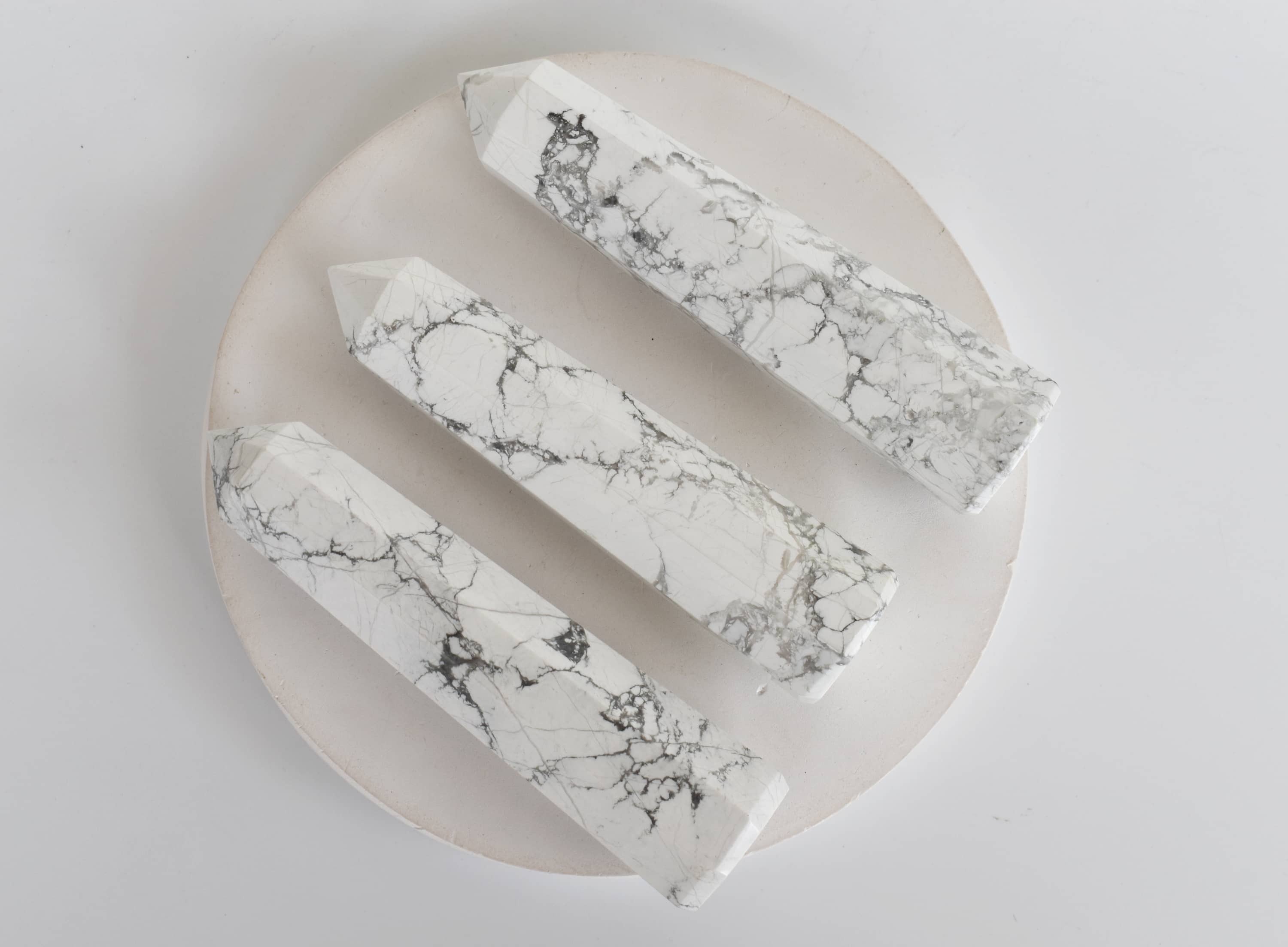 Howlite Obelisk Point Crystal Tower - 3-4 Inches Smooth Polished Energy Amplifier | Aaa Grade Natural Stone, 99 Grams