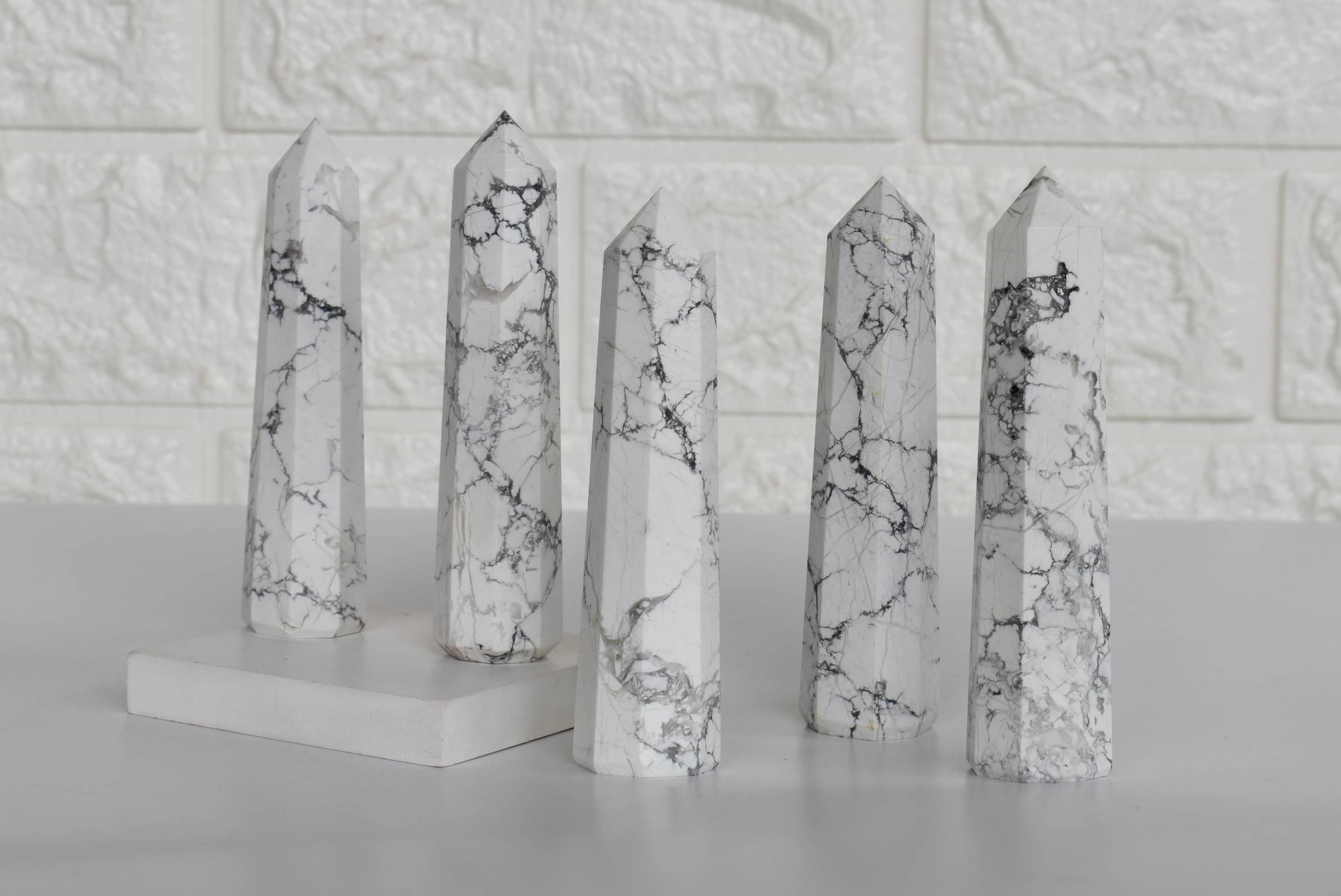 Howlite Obelisk Point Crystal Tower - 3-4 Inches Smooth Polished Energy Amplifier | Aaa Grade Natural Stone, 99 Grams