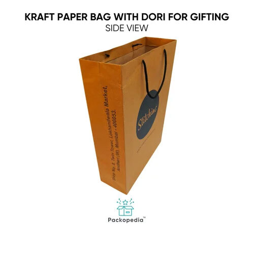 Customized Printed Kraft Paper Bag with Dori for Gifting - Kraft Paper, Multi Color | Biodegradable, Recyclable, Rope Handle, Offset Printing