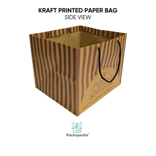 Custom Printed Kraft Paper Bag with Handle - Multi Color, Rope Handle | Customizable Designs, Patterns, Size, Max Load: 1