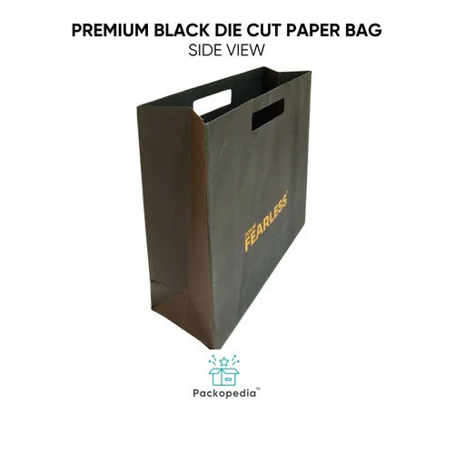 Premium Black Die Cut Paper Bag - Kraft Paper, Multi Color | Max Load: 2 Kilograms (kg) for Versatile Packaging Solutions