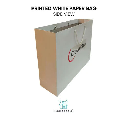 Printed White Paper Bag - Duplex Board Based | Multi Color, Rope Handle, Max Load 5kg, Stylish Printed Design