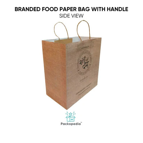 Customized Branded Food Paper Bag with Handle - Multi-Color, Printed Style | Rope Handle, Max Load Capacity 3 Kilograms
