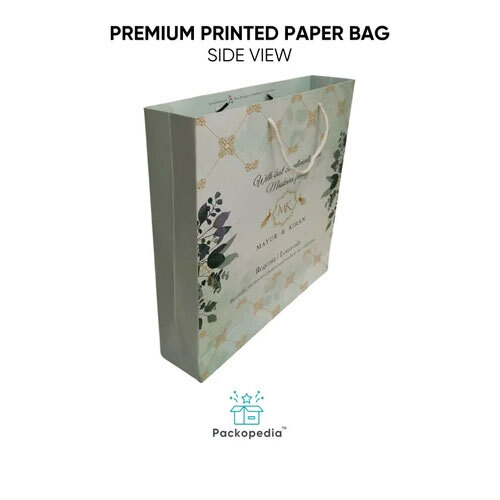 Premium Printed Paper Bag with Handle for Wedding - Greaseproof Paper, Multi Color, Custom Designs, Biodegradable, Moisture Proof, Rope Handle
