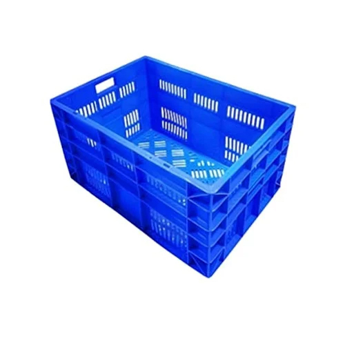Industrial Plastic Crate - High-Density Polyethylene, 600x400x120mm , 25 Liter Capacity, Blue Mesh Design, 2-Way Handlift