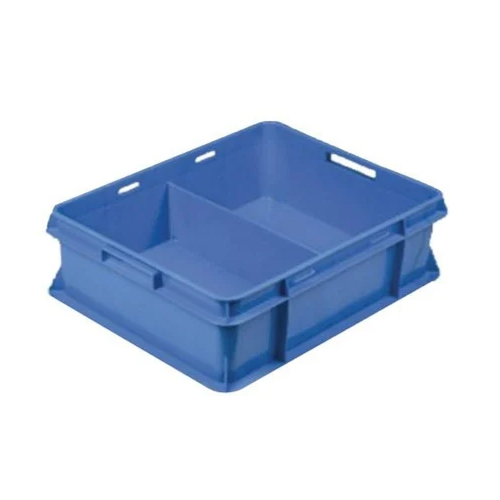 470x370x170mm Milk Plastic Crate - Durable Plastic, 20 Ltr Capacity, Blue Color, Solid Box Style, 2-Way Handlift for Easy Transportation