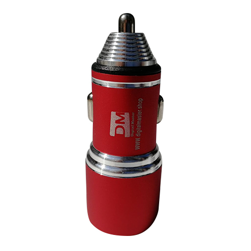 QC3.0 Plus 2.4A Double USB Car Charger - Metal & Plastic, d15xl50 mm, Input Voltage: 12V-24V, Output: 5V 2.4A, Charges Two Devices Simultaneously, Warranty Included