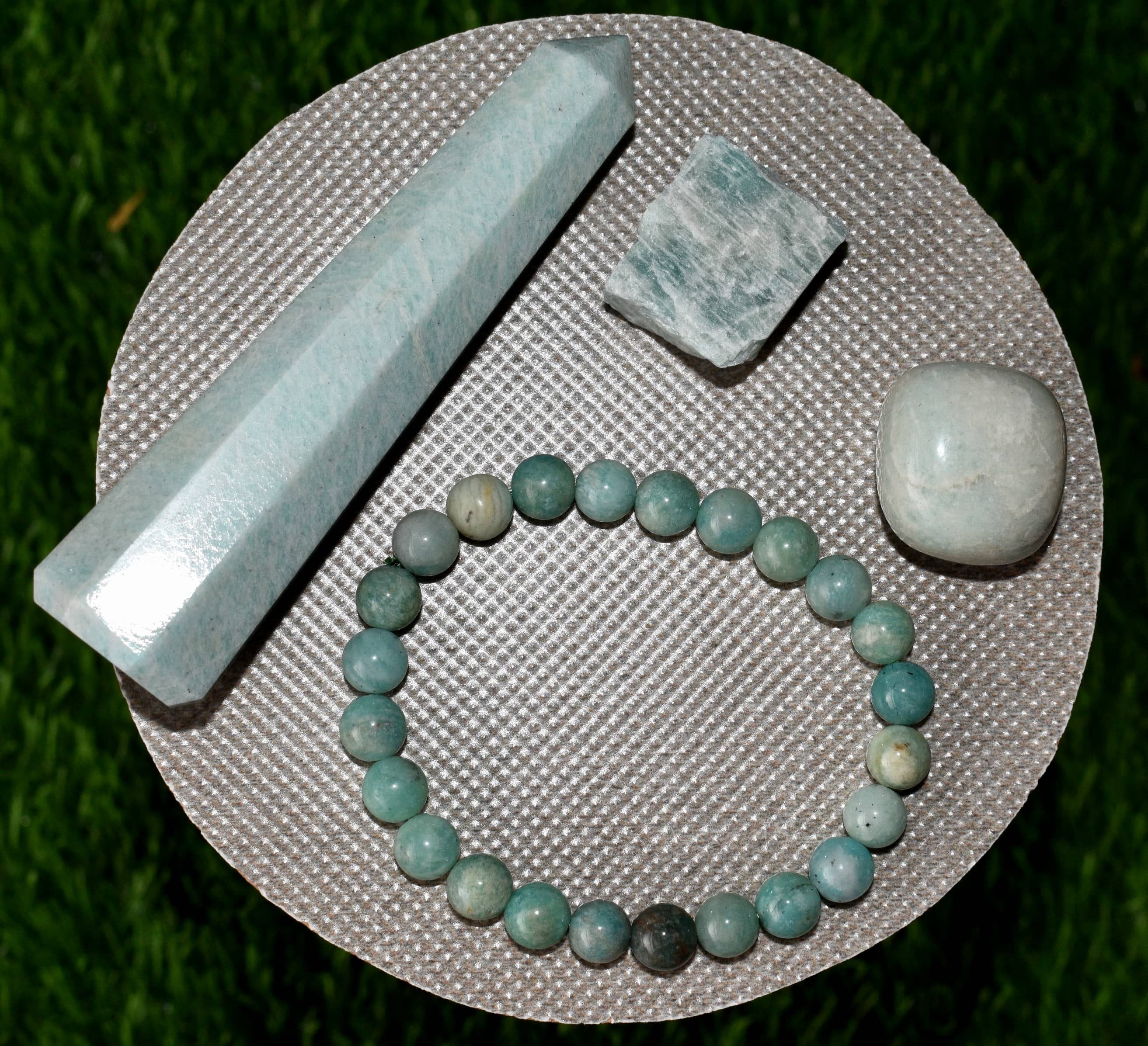Amazonite Crystal Gift Set For Emotional Support And Protection, Real Polished Gemstones. - Grade: Aaa