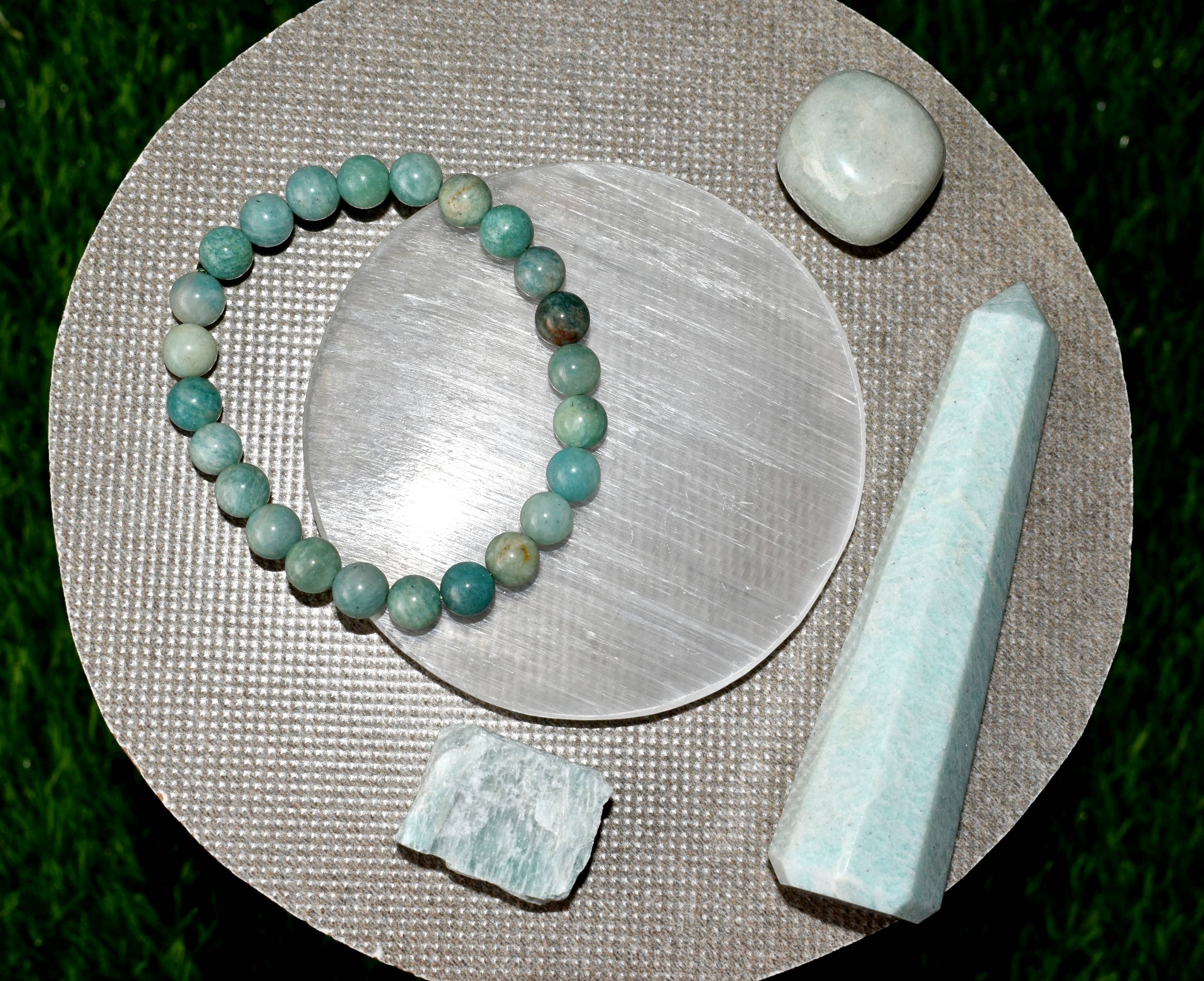 Amazonite Crystal Gift Set For Emotional Support And Protection, Real Polished Gemstones. - Grade: Aaa