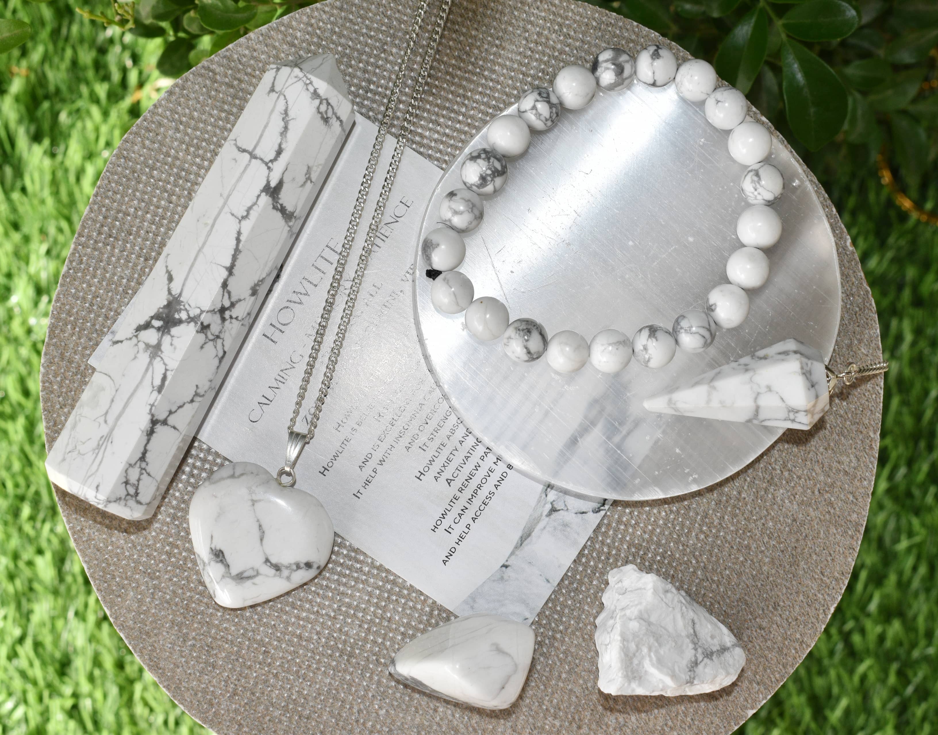 Howlite Crystal Gift Set For Emotional Support And Protection, Real Polished Gemstones.