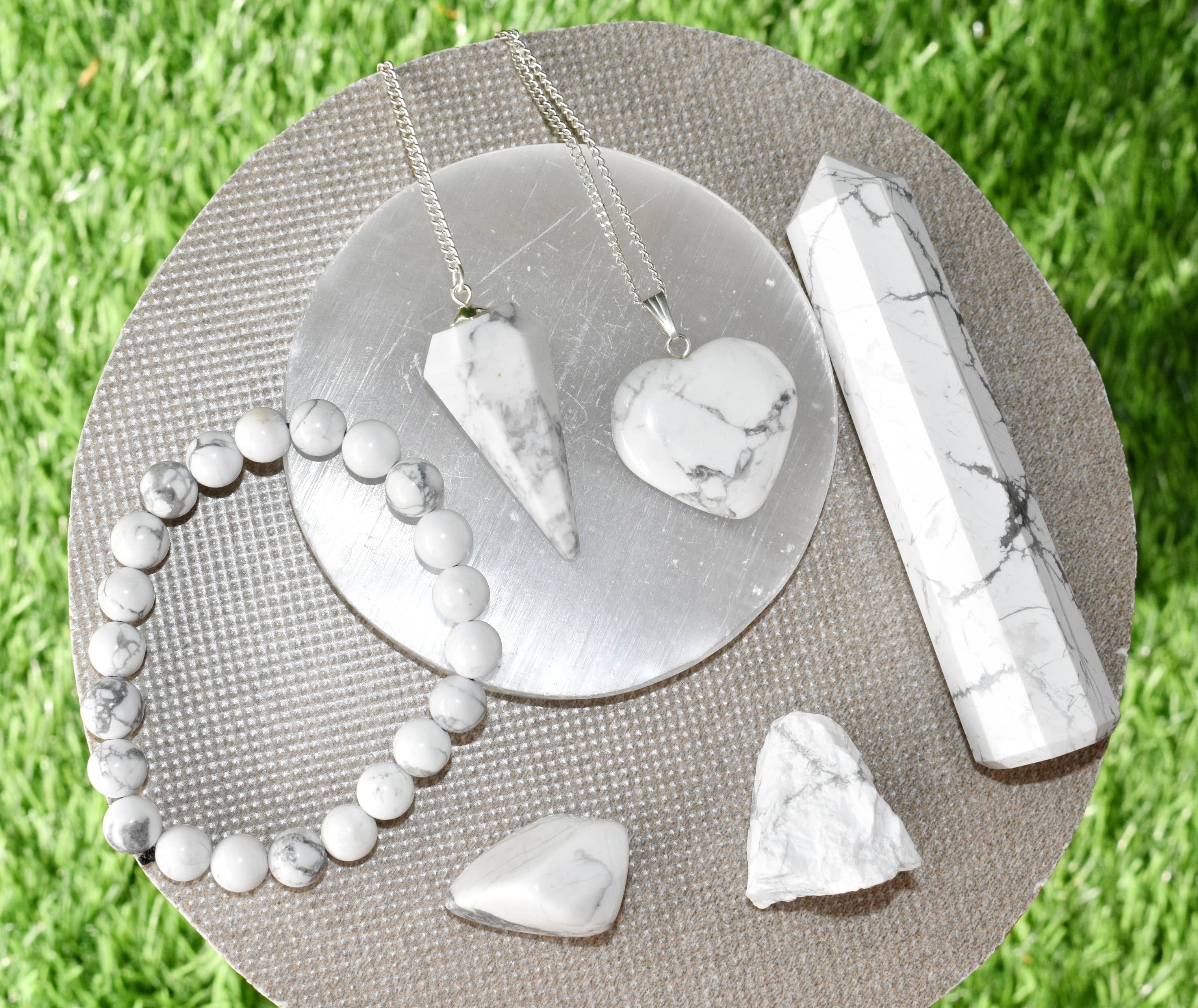Howlite Crystal Gift Set For Emotional Support And Protection, Real Polished Gemstones.