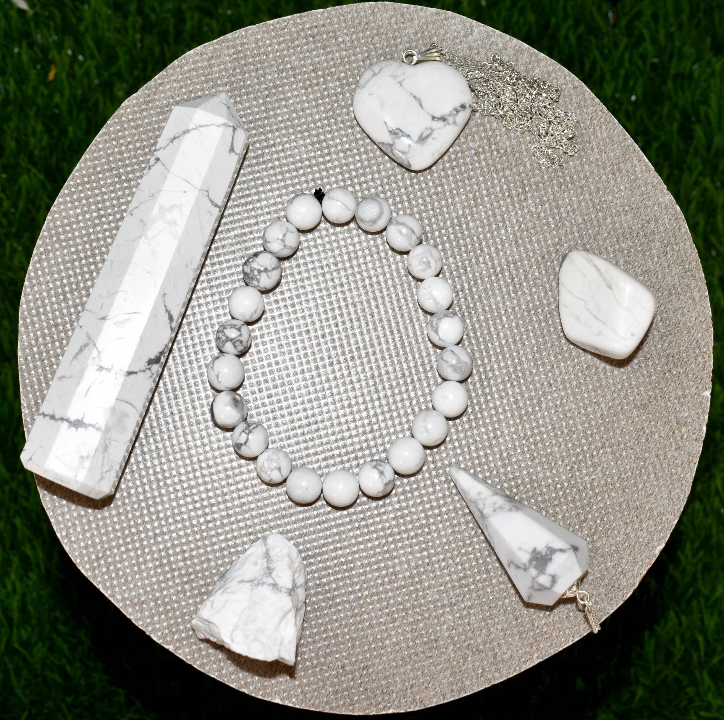 Howlite Crystal Gift Set For Emotional Support And Protection, Real Polished Gemstones.