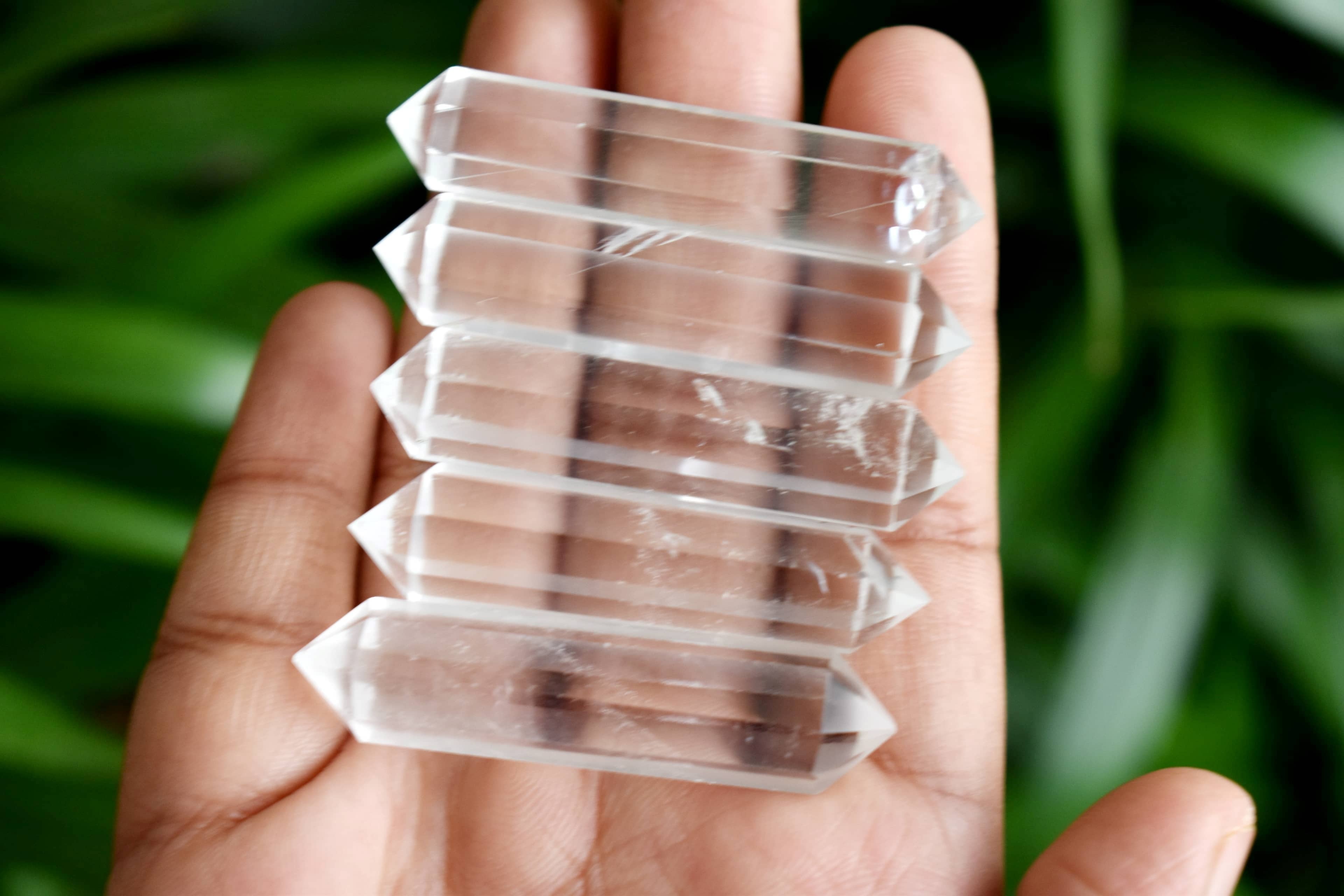 Crystal Quartz Points Double Terminated Pointed Crystal Pencils - Aaa Grade, 45-50mm Length X 10-12mm Width, Unique Transparent Color Variation | Natural Crystal Material