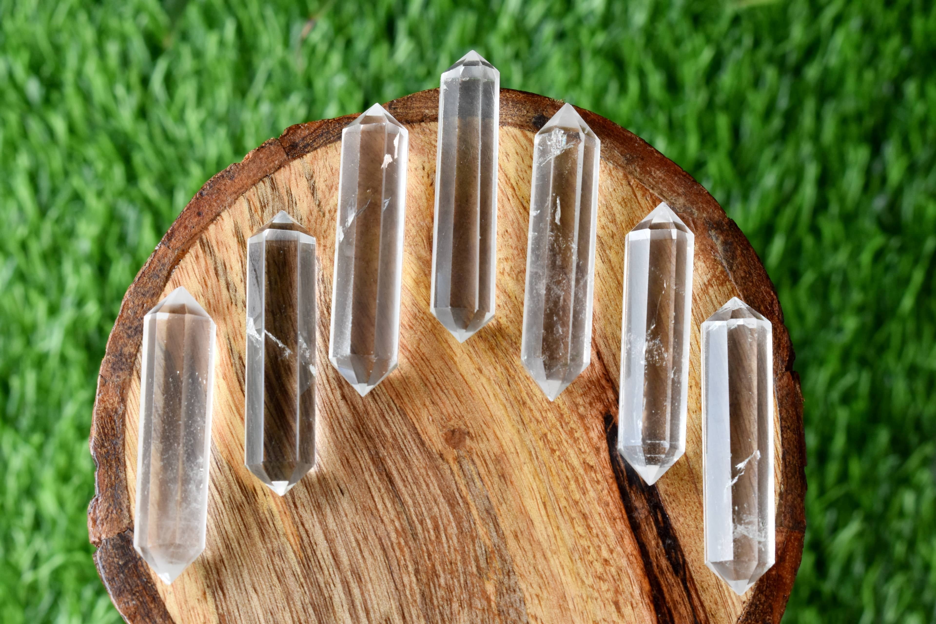 Crystal Quartz Points Double Terminated Pointed Crystal Pencils - Aaa Grade, 45-50mm Length X 10-12mm Width, Unique Transparent Color Variation | Natural Crystal Material
