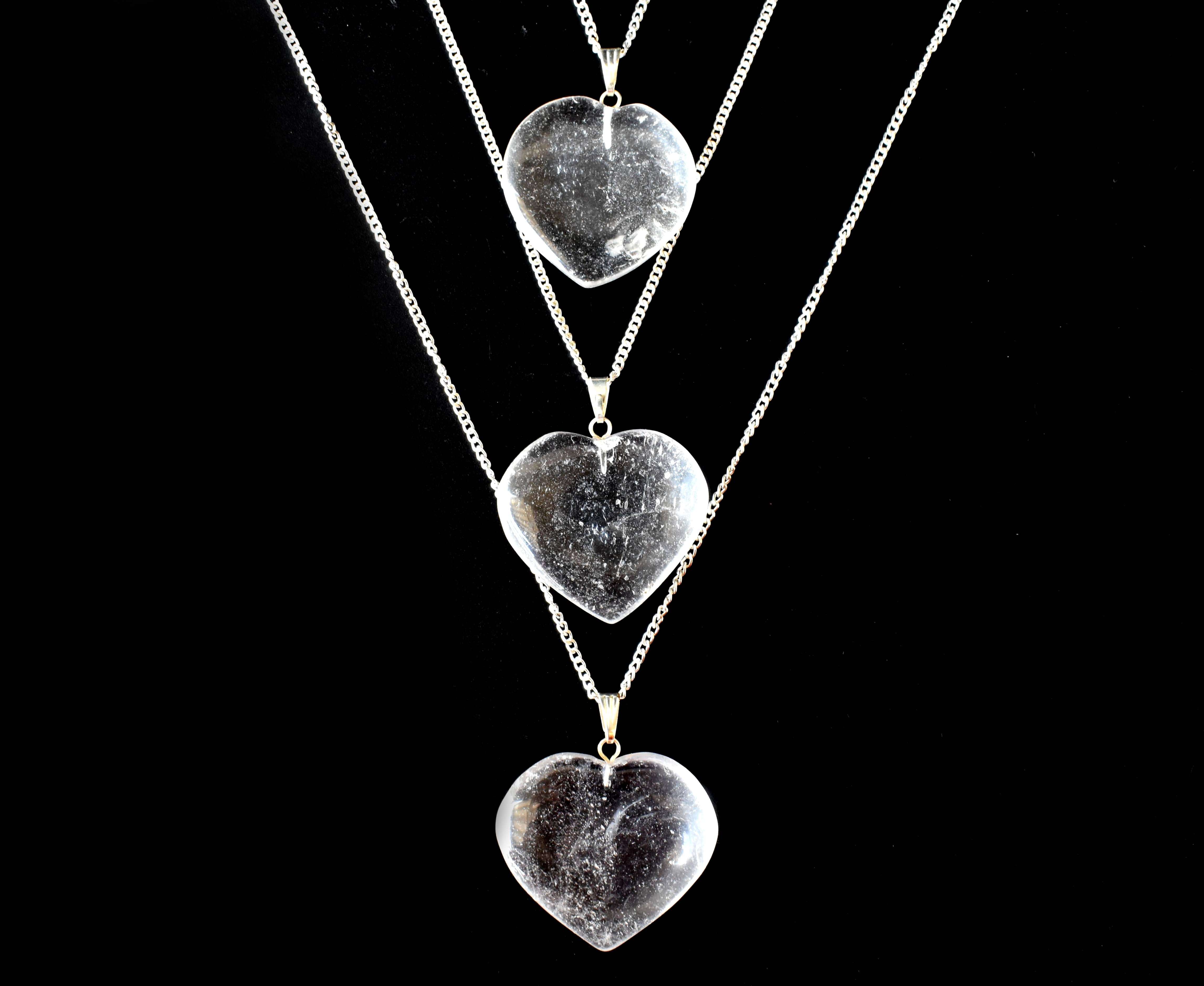 Crystal Quartz Heart Pendant - 1.5 Inches, Handcrafted Natural Stone Jewelry With Chain, Elegant Aaa Grade Design