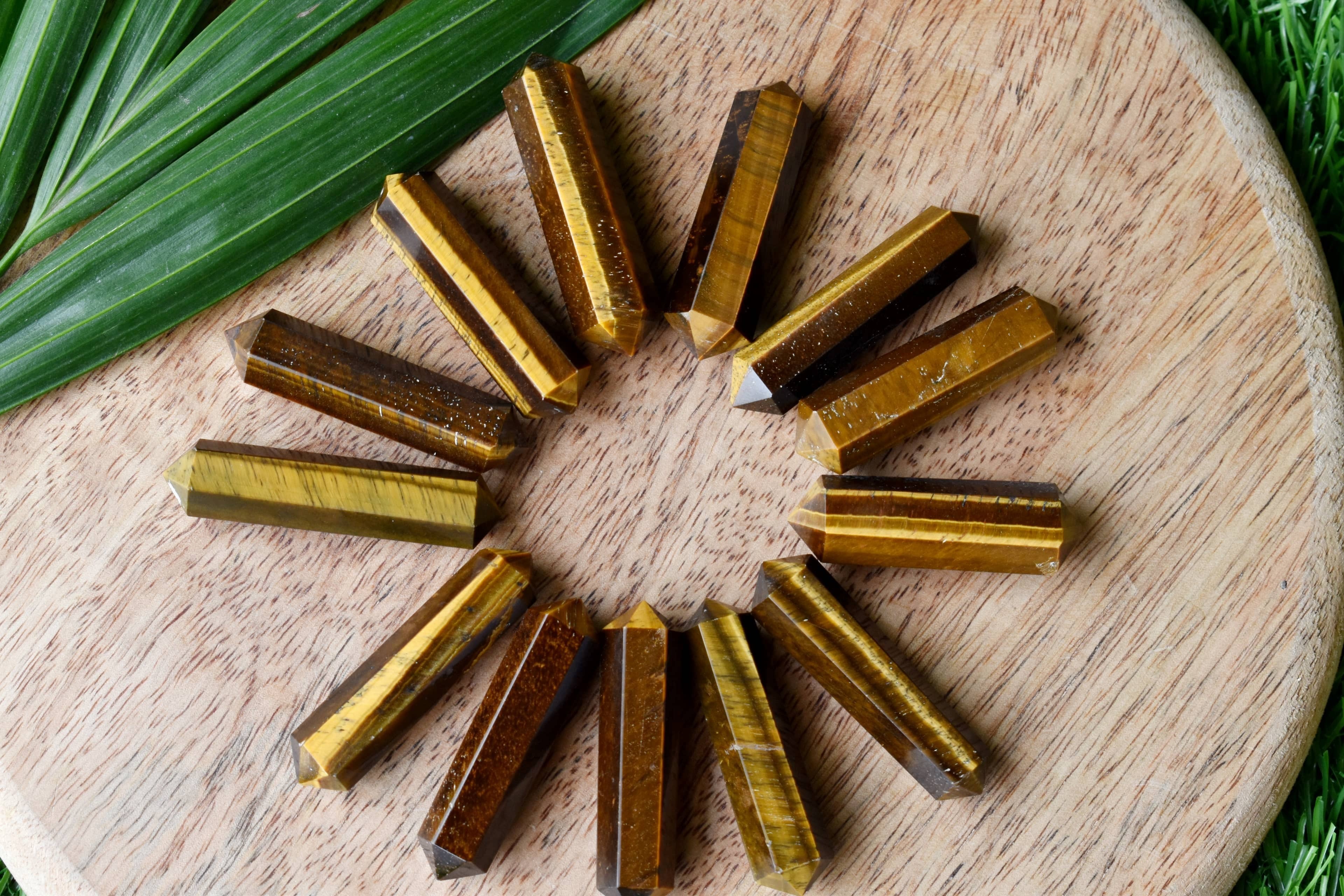 Tiger Eye Points - High-quality Natural Crystal Pencils, 45-50mm Length X 10-12mm Width, Unique Color And Shape, Aaa Grade